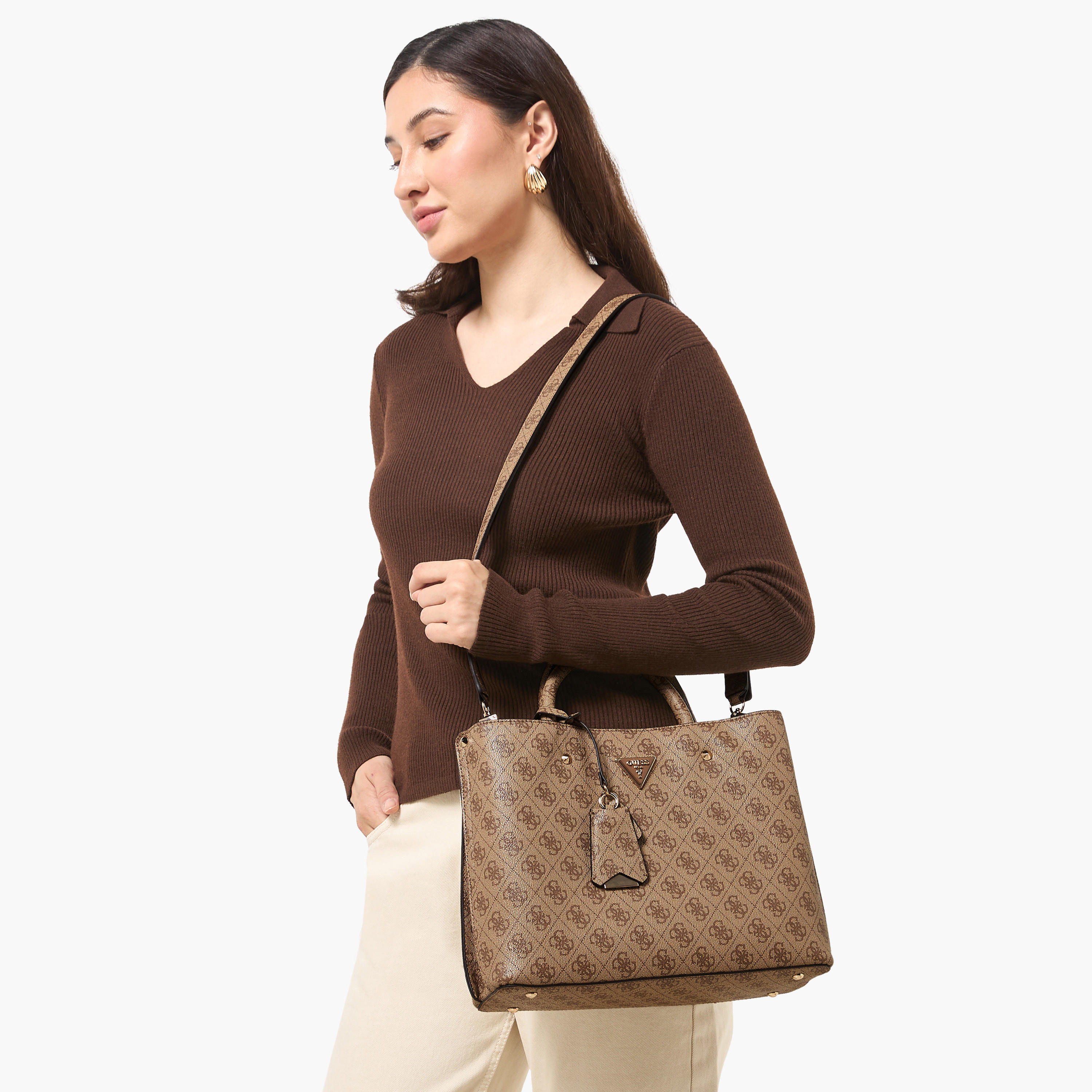 Guess Meridian II Monogram Texture Tote Bag with Detachable Strap-women-bagsandwallets-handbags-image-2