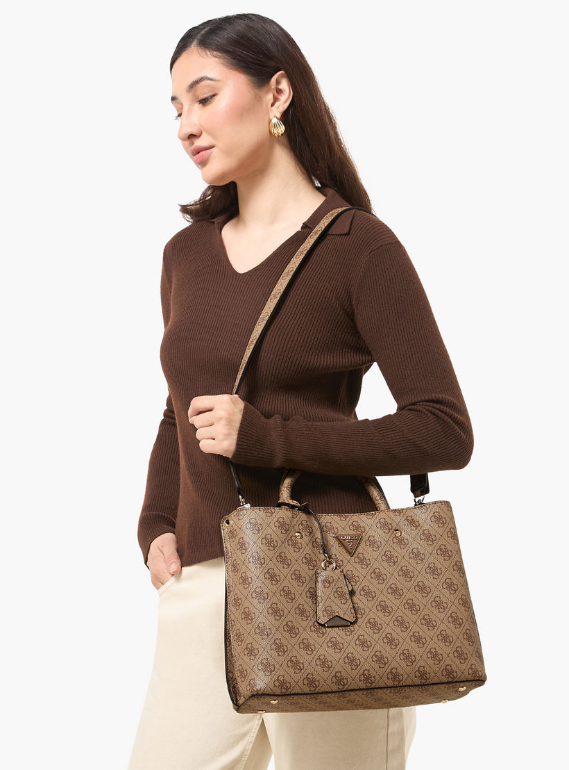 Guess Meridian II Monogram Texture Tote Bag with Detachable Strap-women-bagsandwallets-handbags-image-2