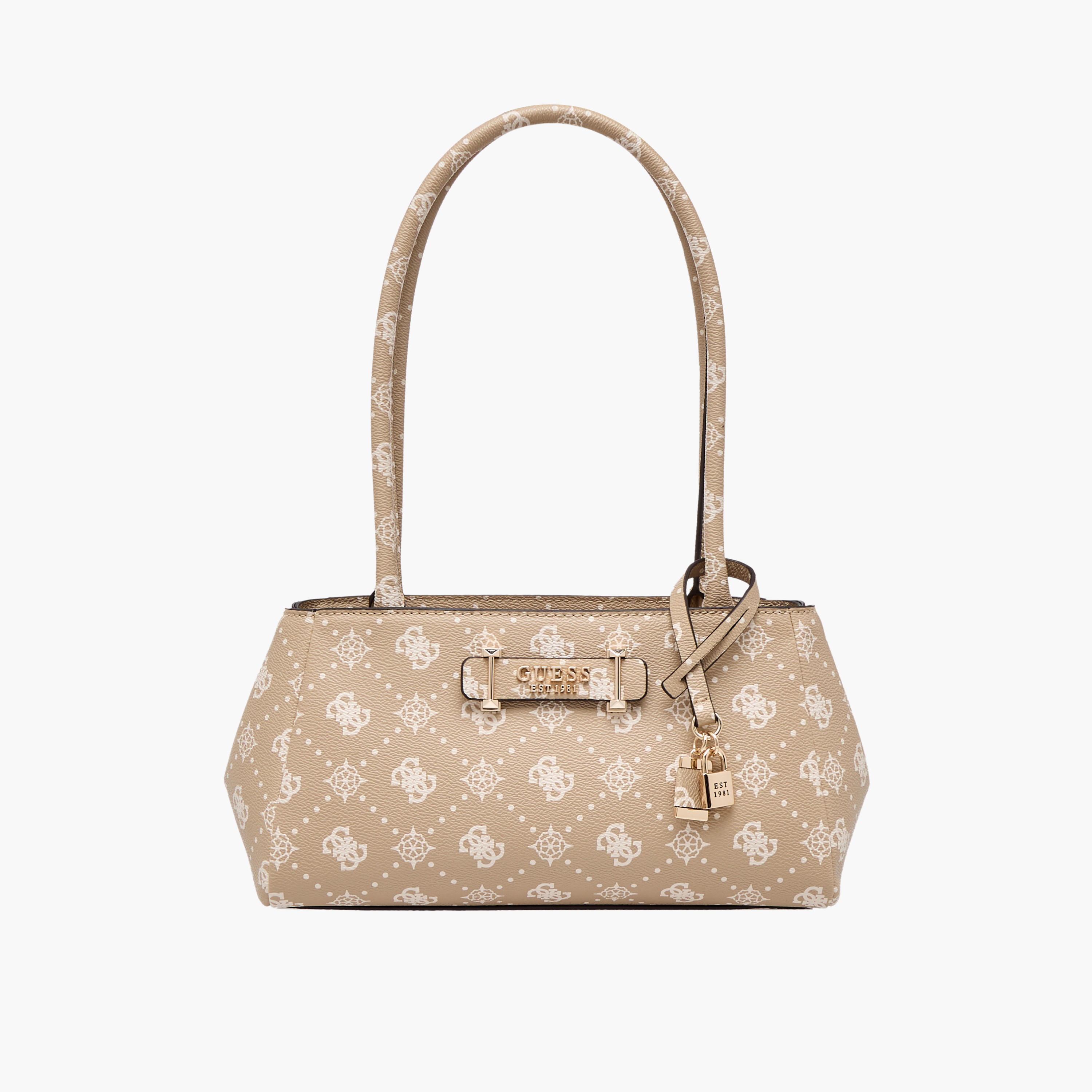 Guess Carrie Monogram Print Shoulder Bag with Zip Closure-women-bagsandwallets-handbags-image-1