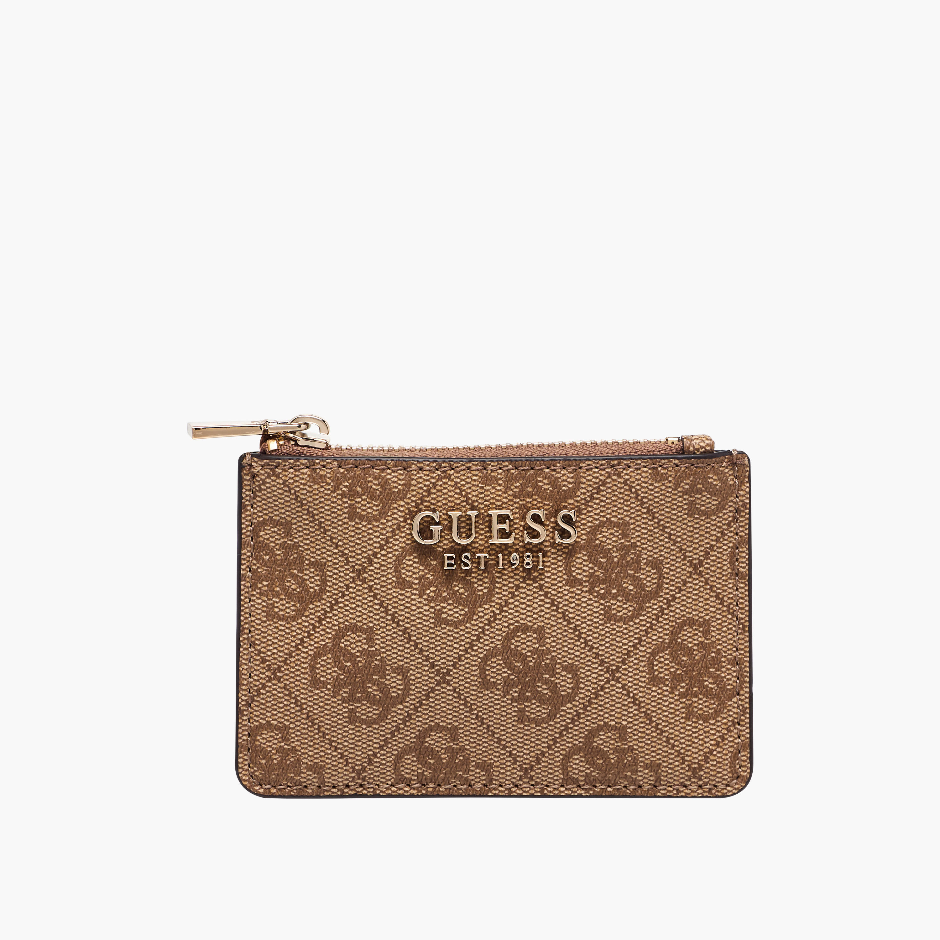Guess Laurel II Monogram Texture Card Holder with Zip Closure-women-bagsandwallets-wallets-image-1