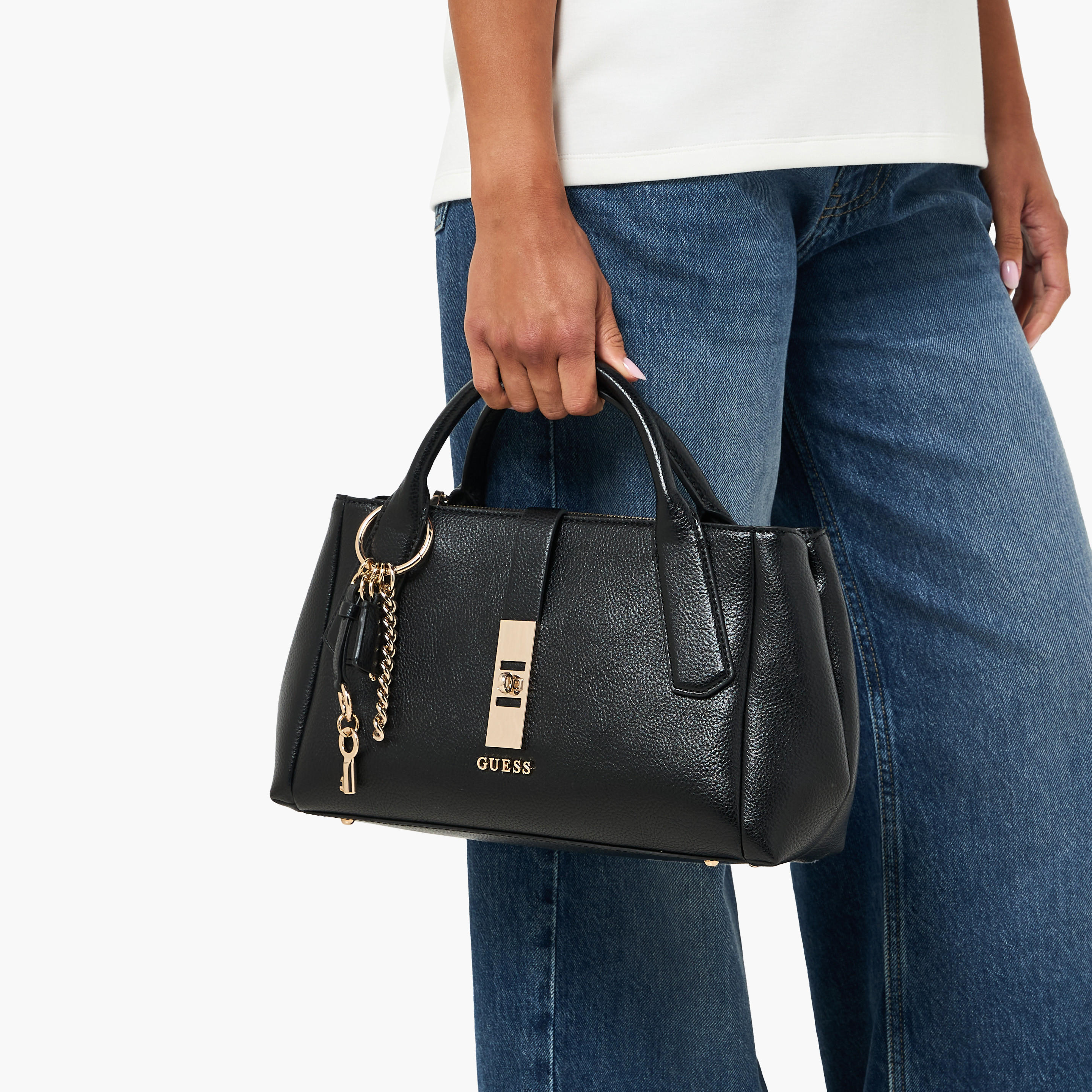 Guess Brooke Textured Satchel Bag with Detachable Strap-women-bagsandwallets-handbags-image-2