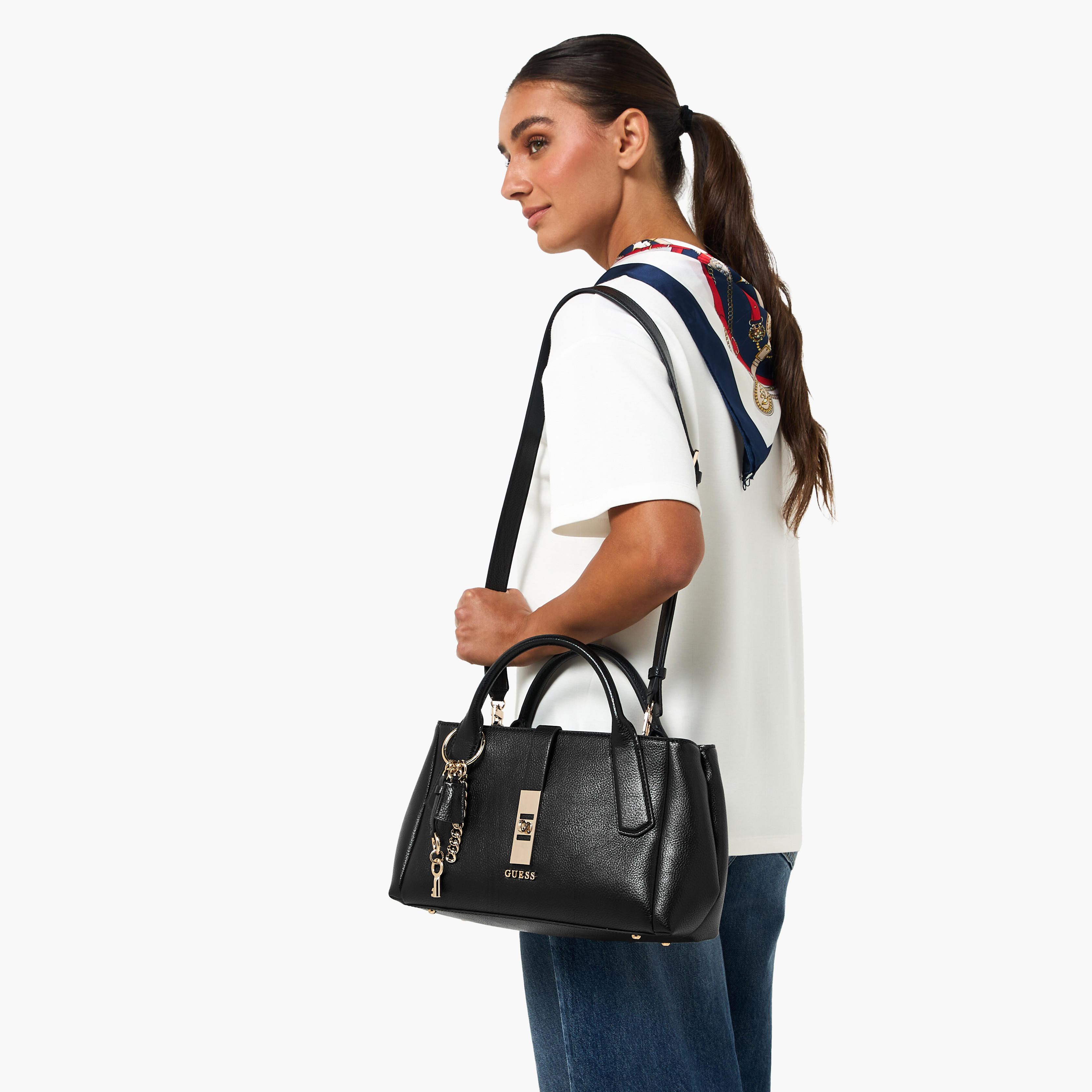 Guess Brooke Textured Satchel Bag with Detachable Strap-women-bagsandwallets-handbags-image-8