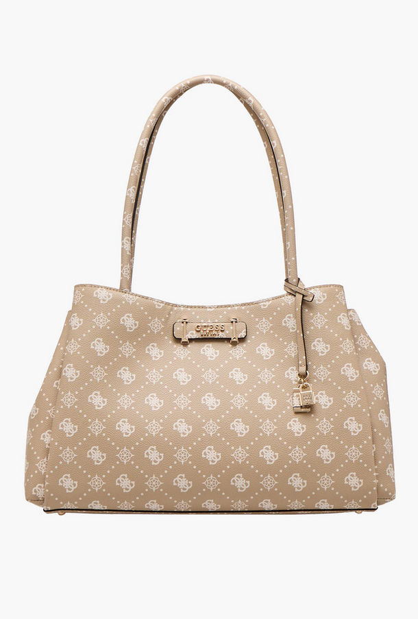 Guess Carrie Monogram Print Tote Bag with Double Handle-women-image-1