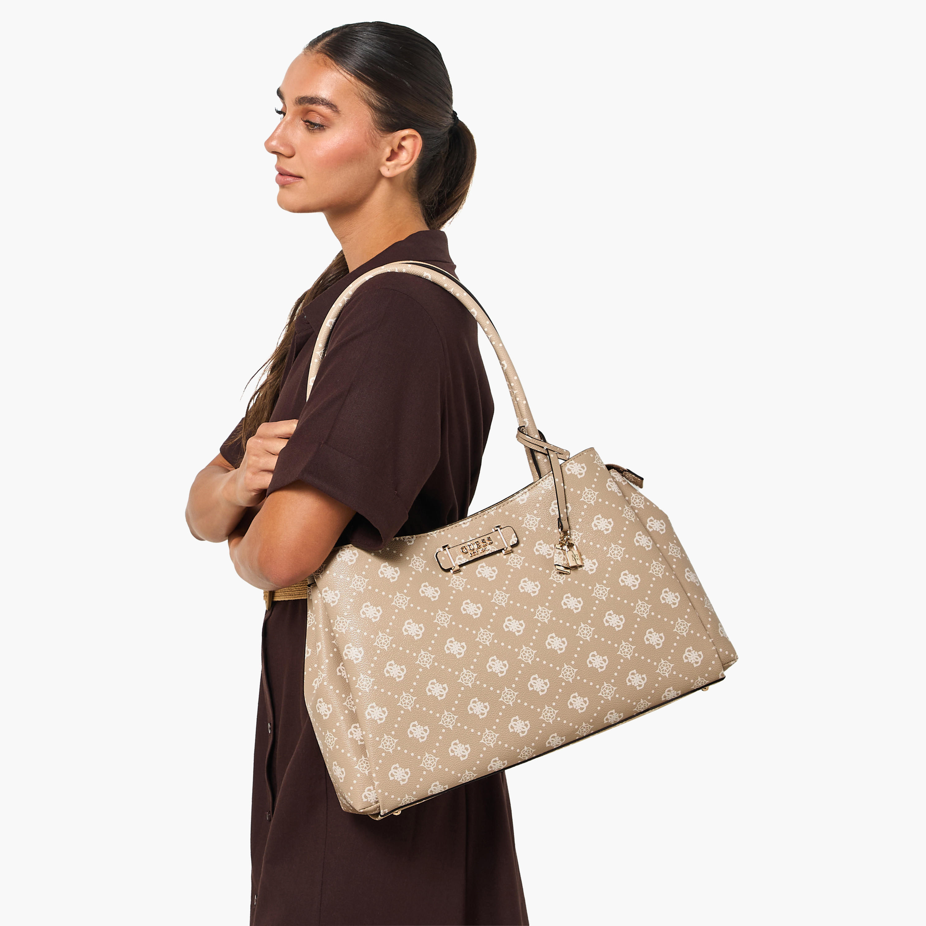Guess Carrie Monogram Print Tote Bag with Double Handle-women-bagsandwallets-handbags-image-2