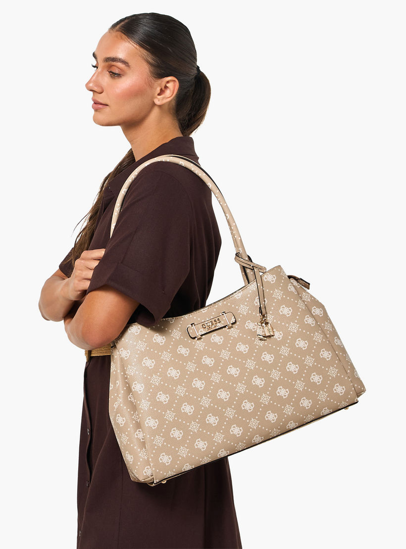 Guess Carrie Monogram Print Tote Bag with Double Handle-women-bagsandwallets-handbags-image-2