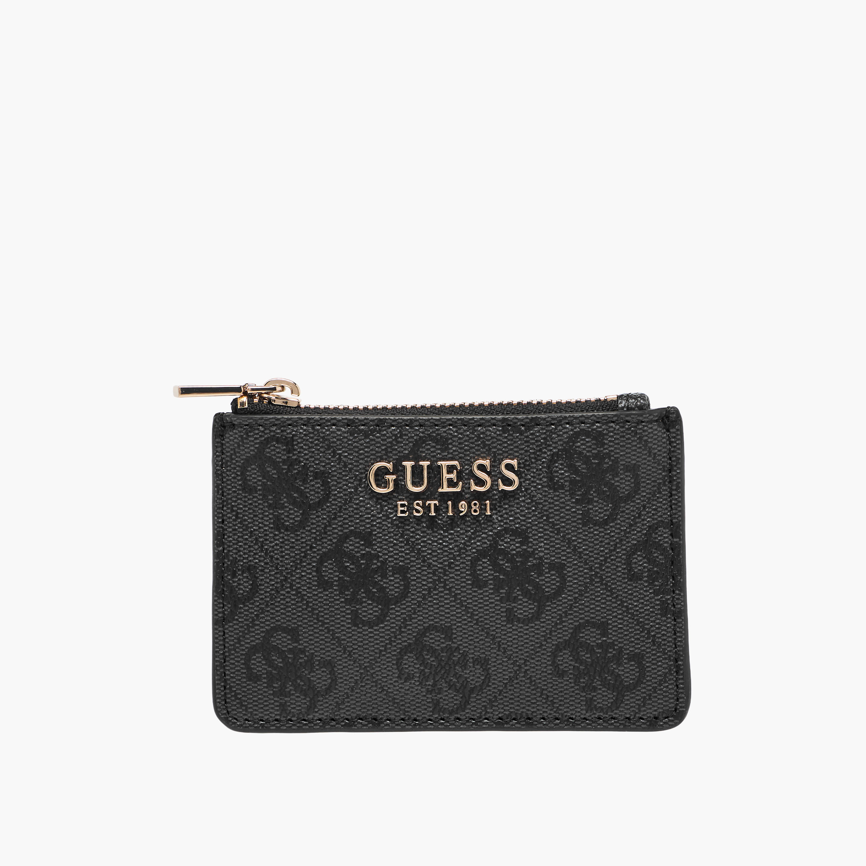 Guess Laurel II Monogram Print Card Holder with Zip Closure-women-bagsandwallets-handbags-image-1