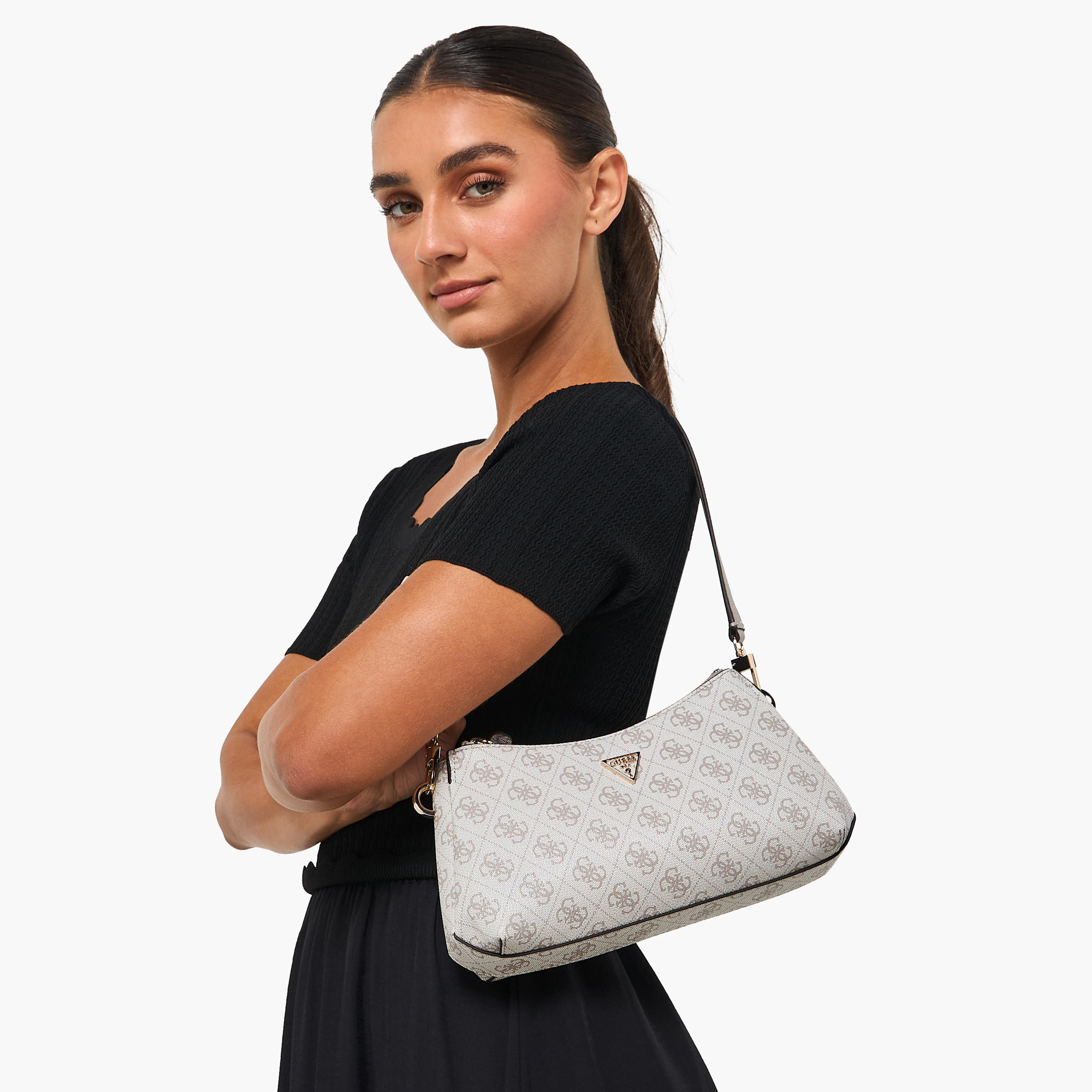 Guess Noelle II Monogram Texture Shoulder Bag with Detachable Strap-women-bagsandwallets-handbags-image-2