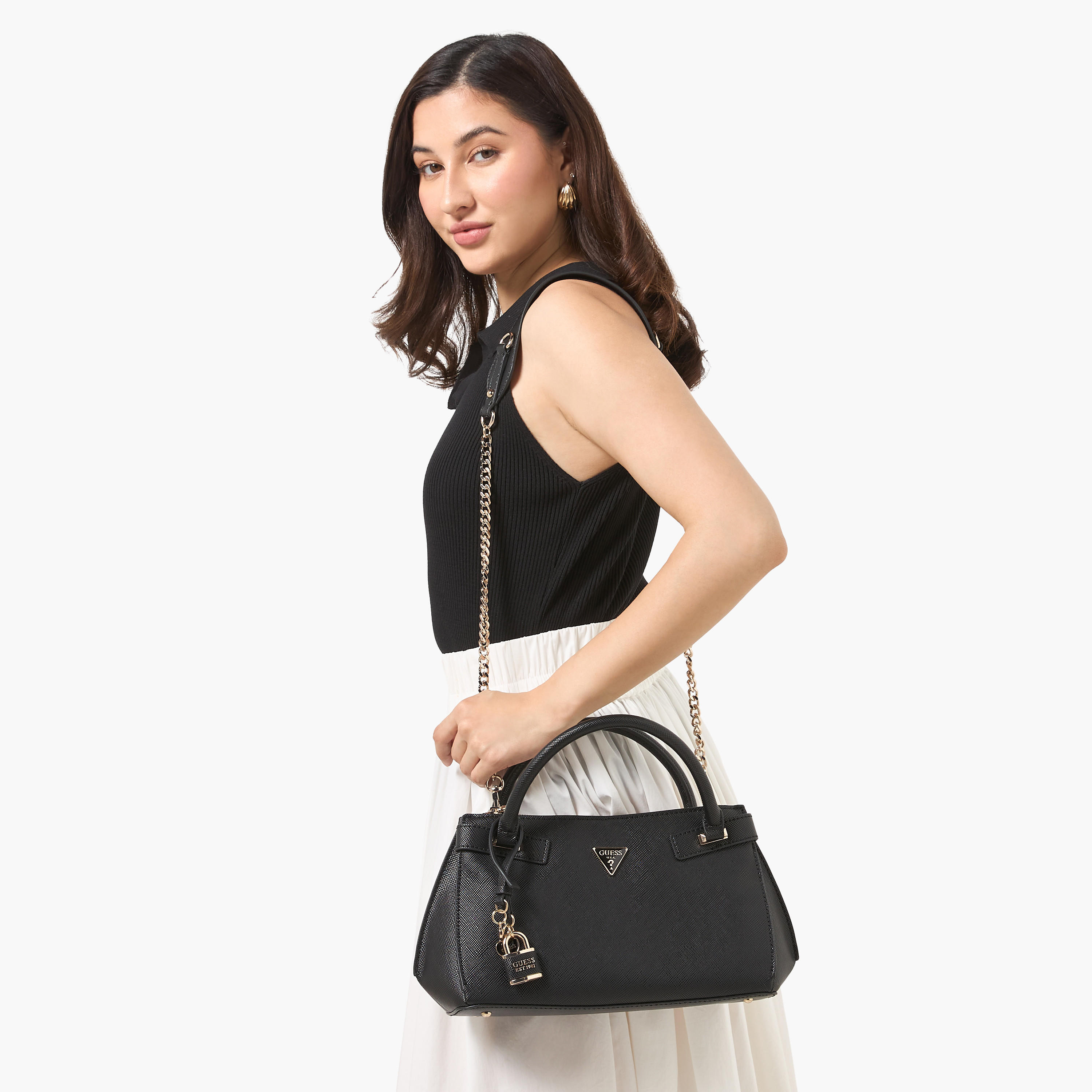 Guess Serenova Textured Satchel Bag with Detachable Strap-women-bagsandwallets-handbags-image-2