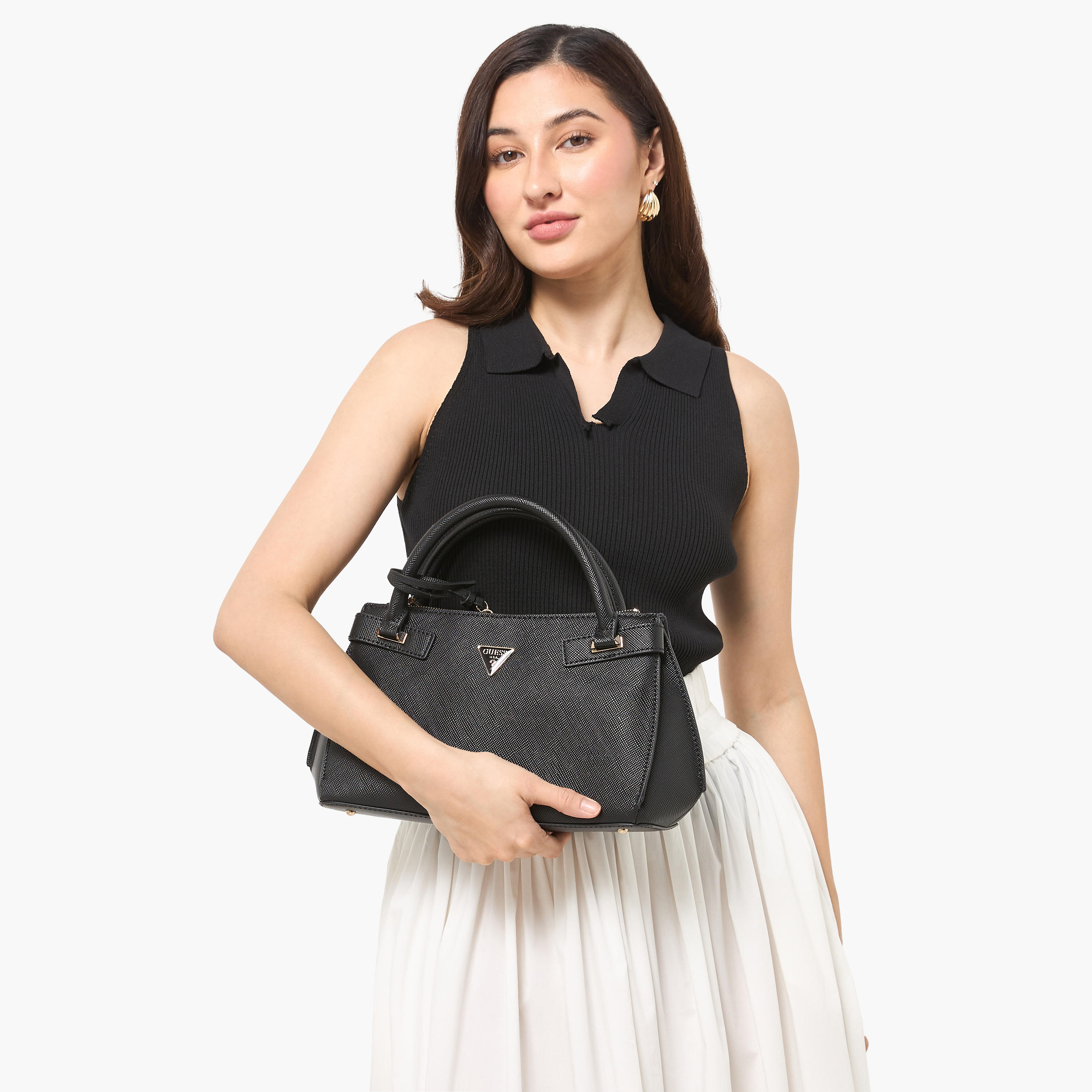 Guess Serenova Textured Satchel Bag with Detachable Strap-women-bagsandwallets-handbags-image-8