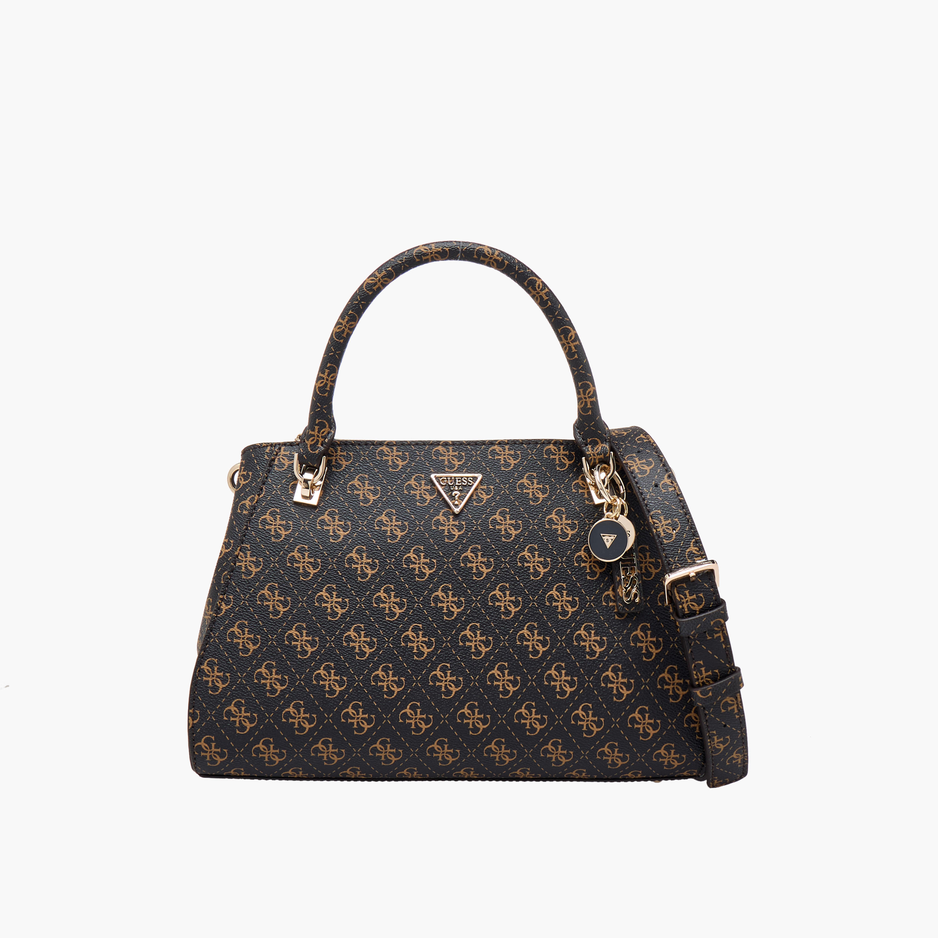 Guess Noelle II Monogram Print Satchel Bag with Detachable Strap-women-bagsandwallets-handbags-image-1
