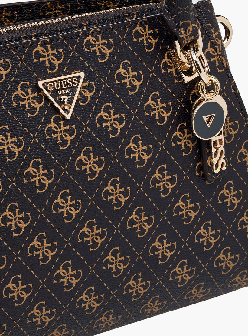 Guess Noelle II Monogram Print Satchel Bag with Detachable Strap-women-bagsandwallets-handbags-image-5