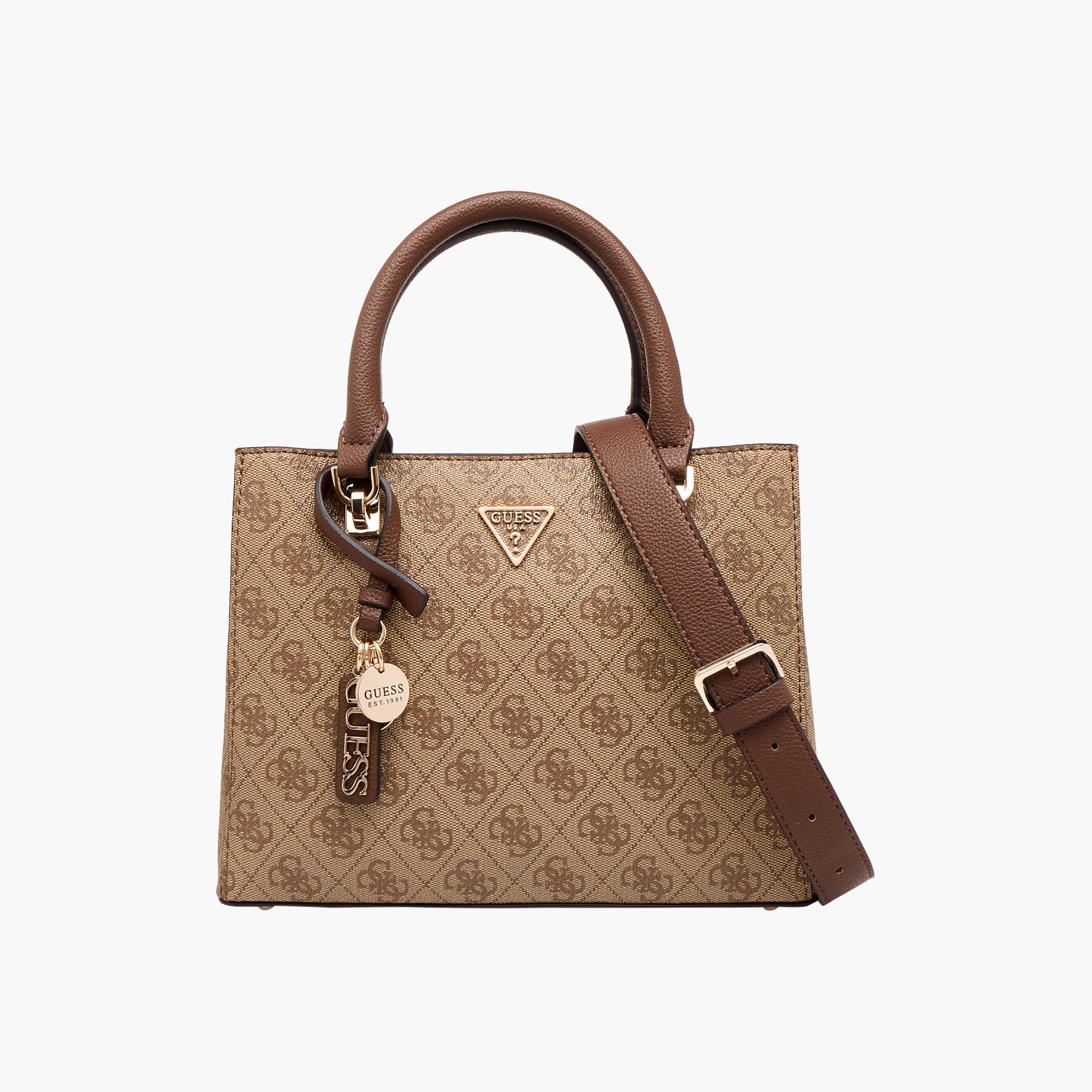 Guess Noelle II Monogram Textured Satchel Bag with Detachable Strap-women-bagsandwallets-handbags-image-1
