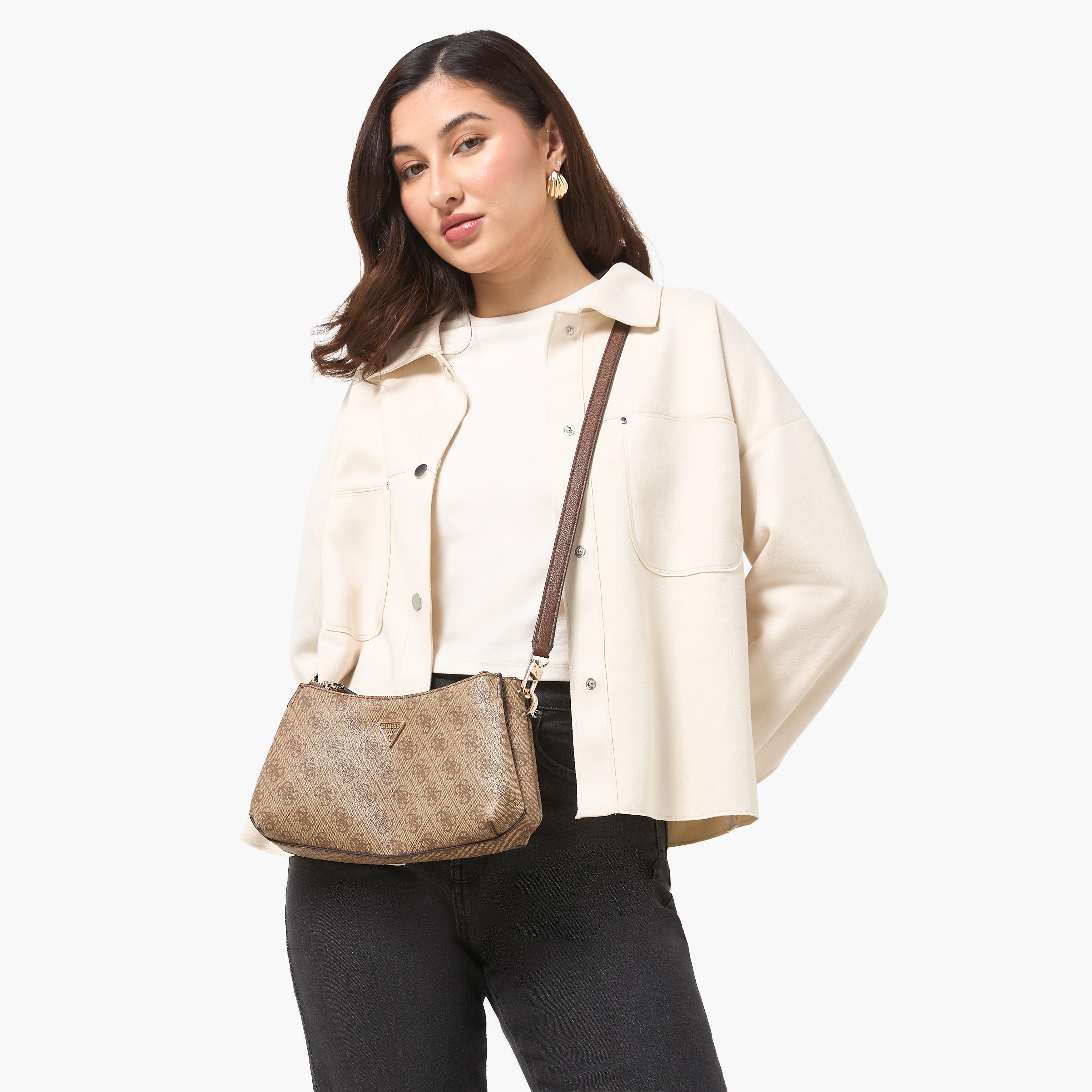 Guess Noelle II Monogram Texture Shoulder Bag with Detachable Strap-women-bagsandwallets-handbags-image-2