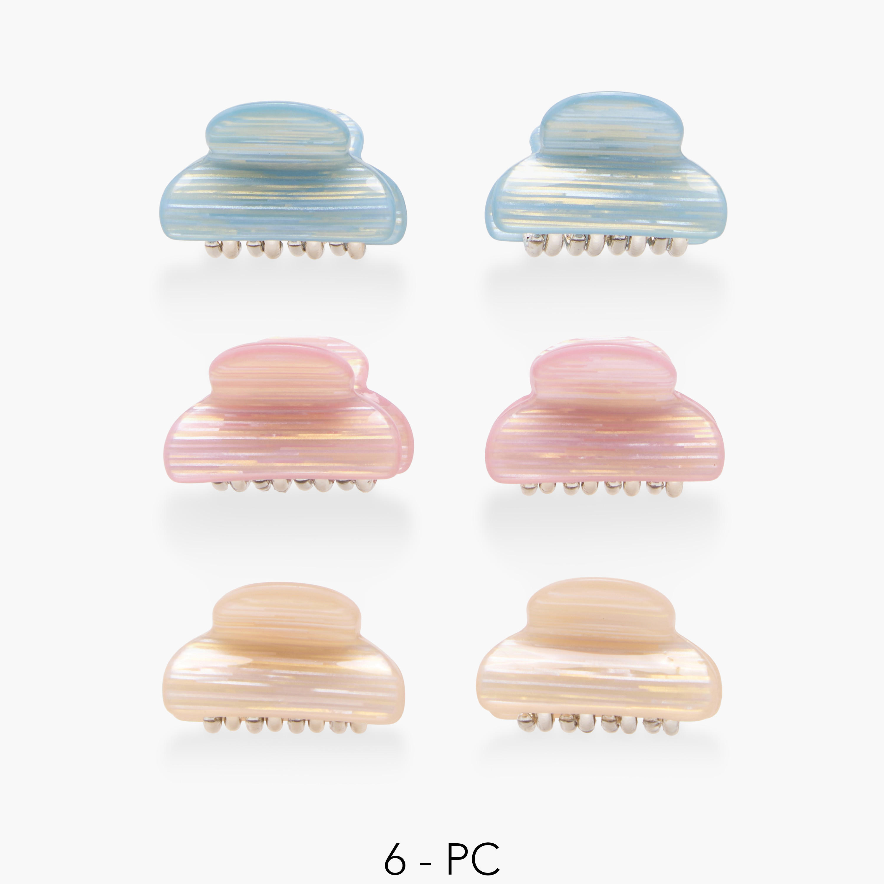 Pack of 6 Curved Hair Clamps with Marble Print-women-hairaccessories-clamps-image-1