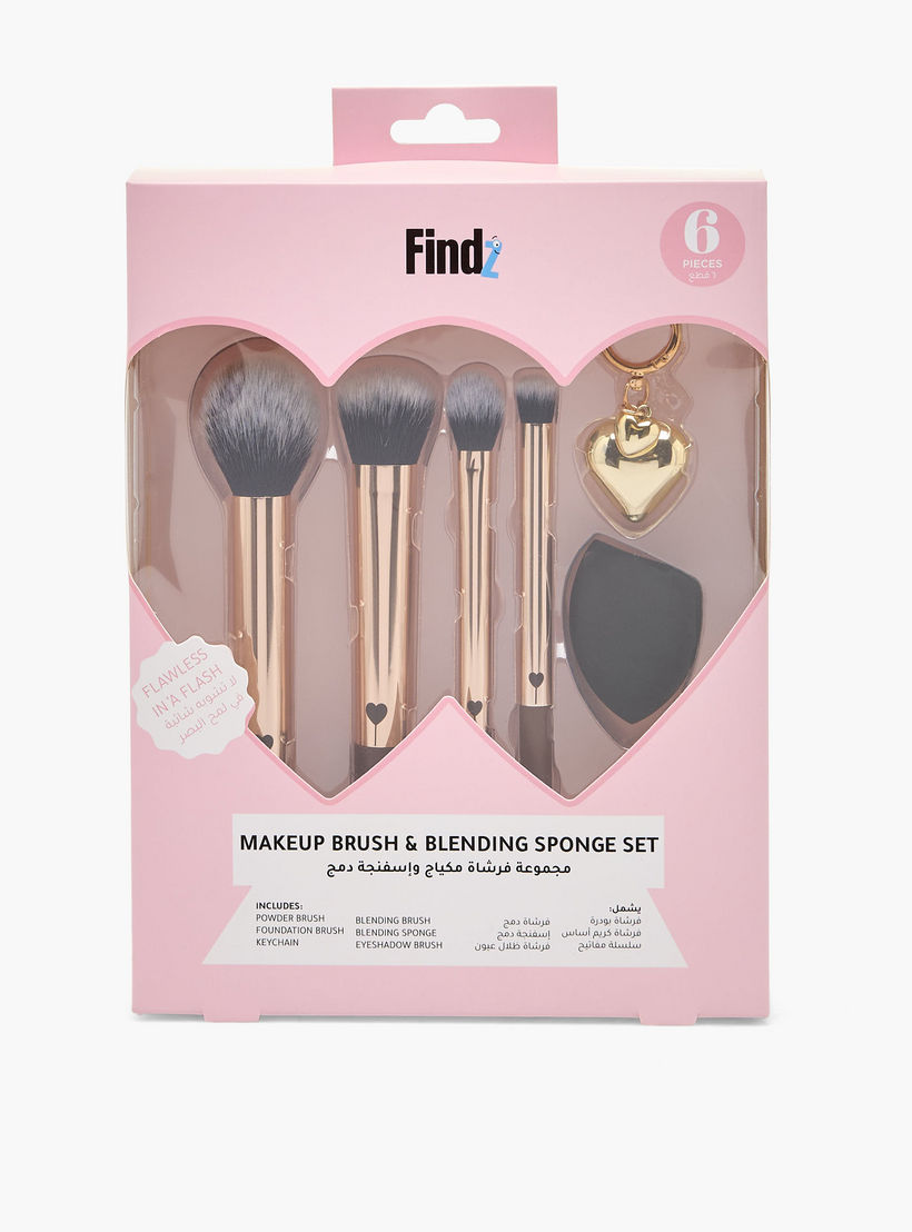 طقم فرش مكياج وإسفنج دمج 6 قطع من فايندز-beautyandpersonalcare-makeup-brushesandaccessories-brushes-image-5