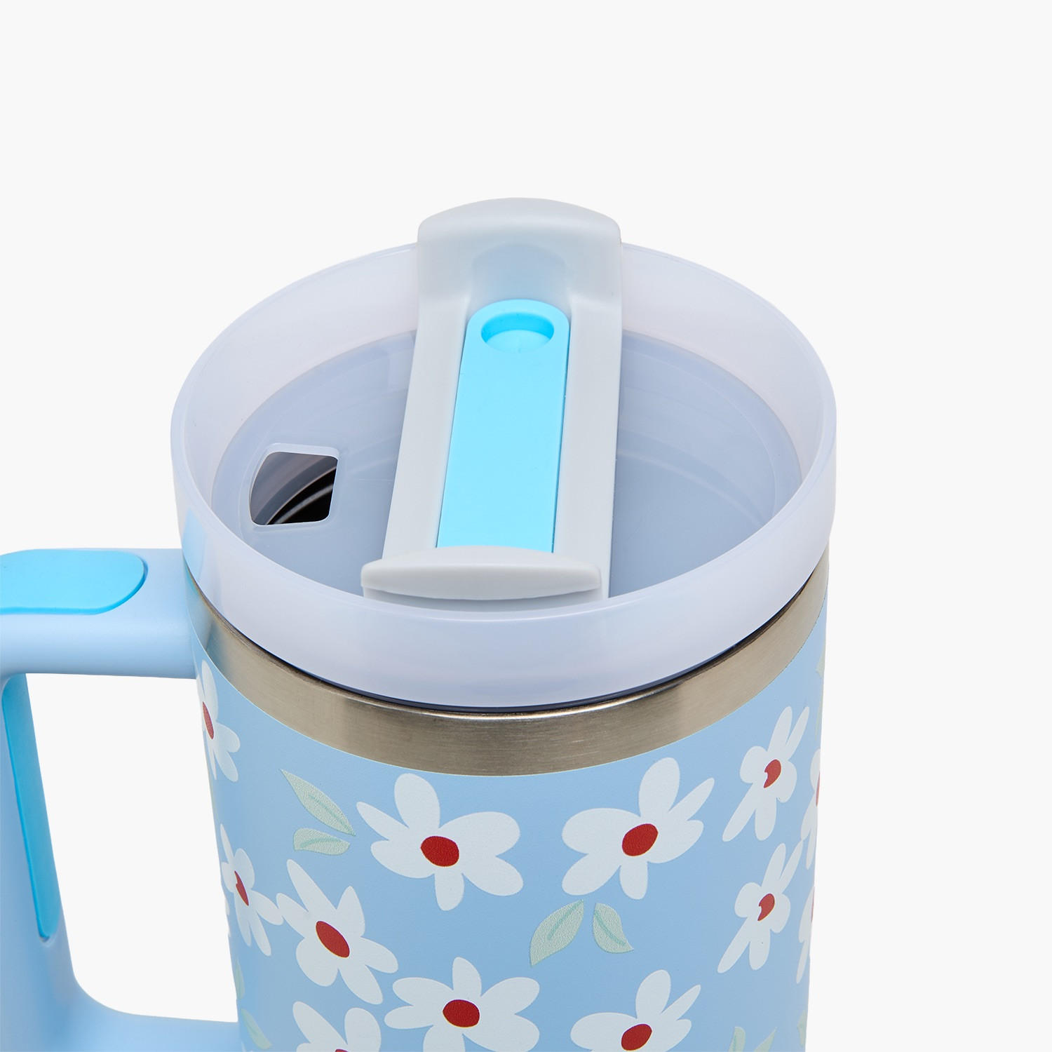 Daisy Print Double Wall Stainless Steel Tumbler with Straw-household-dining-drinkserveware-bottles-image-4