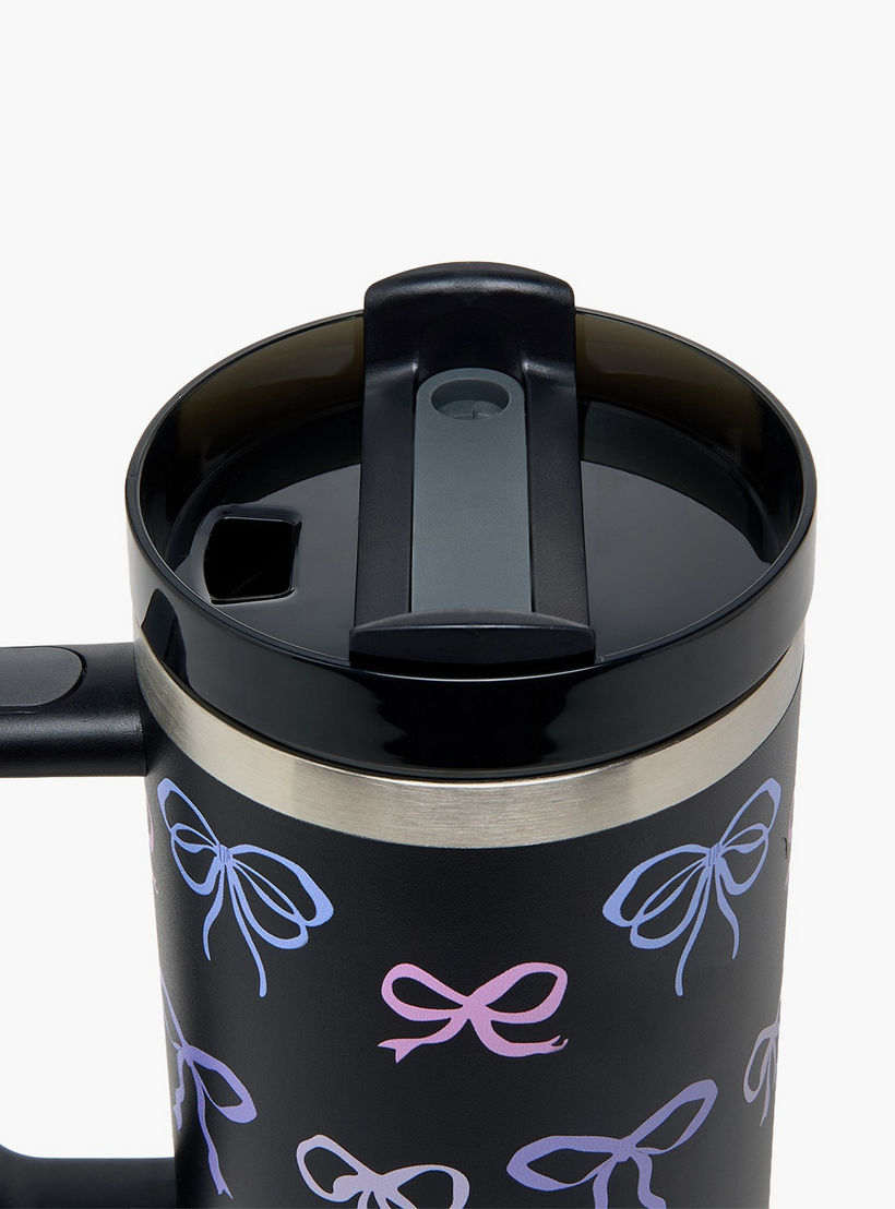 Bow Print Double Wall Stainless Steel Tumbler with Straw-household-dining-drinkserveware-bottles-image-4