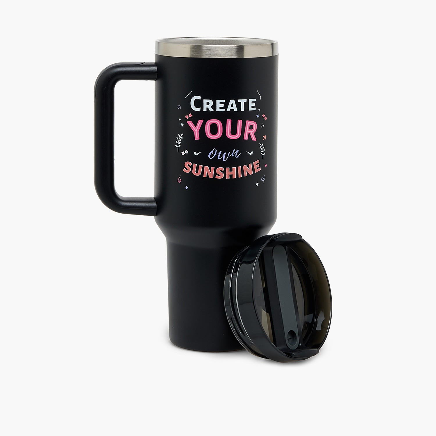 Slogan Print Double Wall Stainless Steel Tumbler with Straw-household-dining-drinkserveware-bottles-image-3