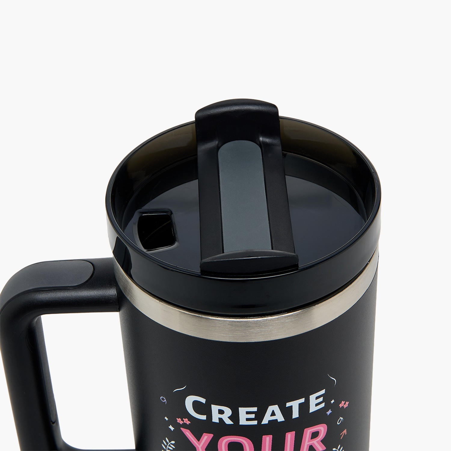 Slogan Print Double Wall Stainless Steel Tumbler with Straw-household-dining-drinkserveware-bottles-image-4