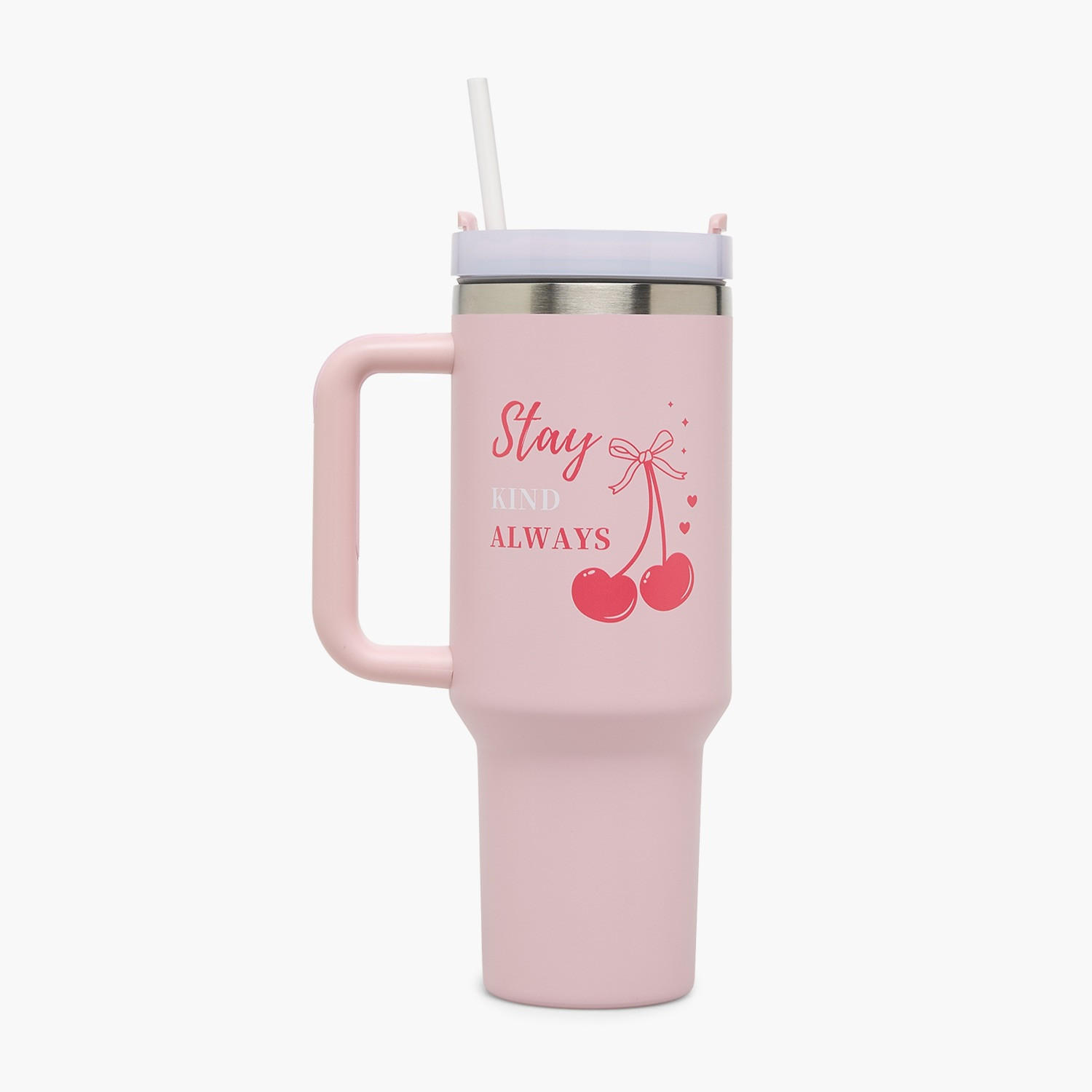Slogan Print Double Wall Stainless Steel Tumbler with Handle-household-dining-drinkserveware-bottles-image-1