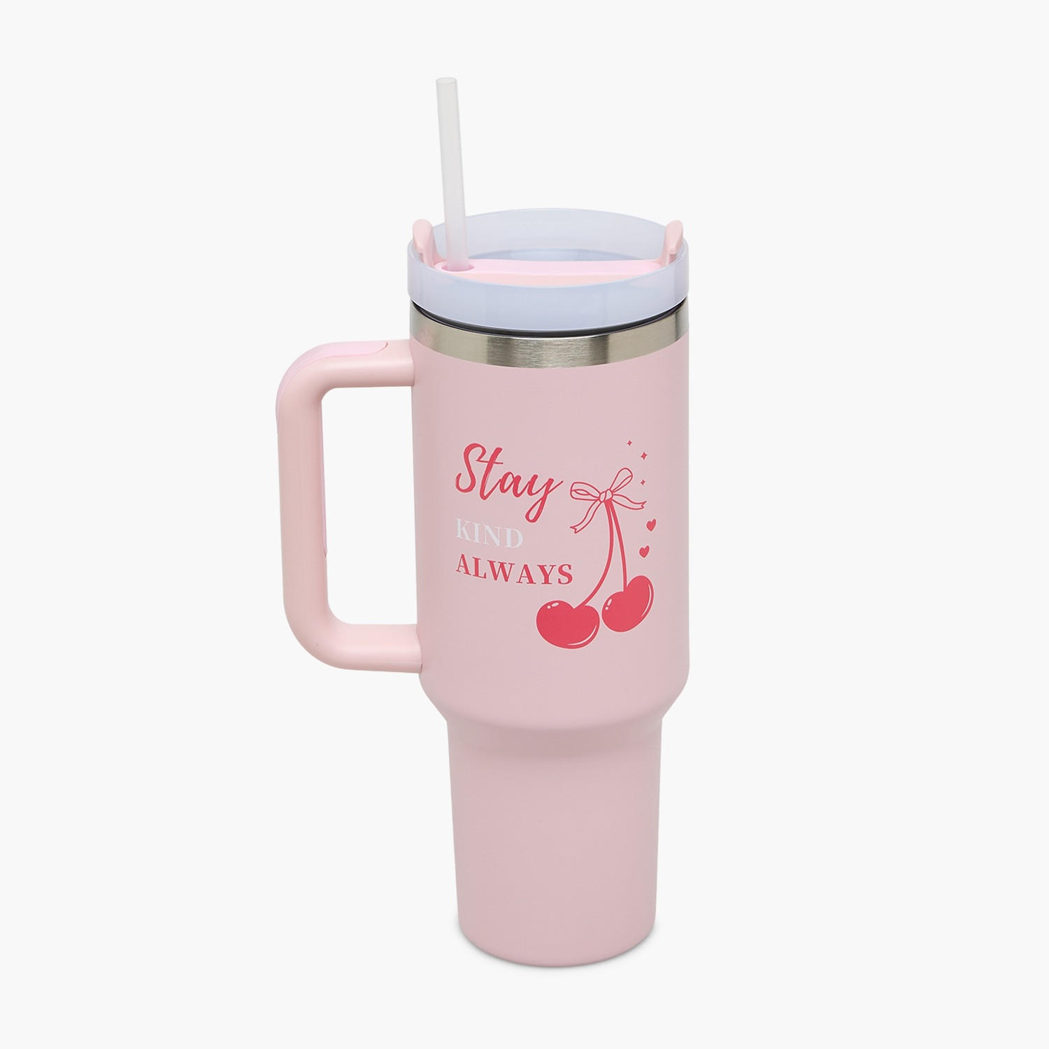 Slogan Print Double Wall Stainless Steel Tumbler with Handle-household-dining-drinkserveware-bottles-image-2