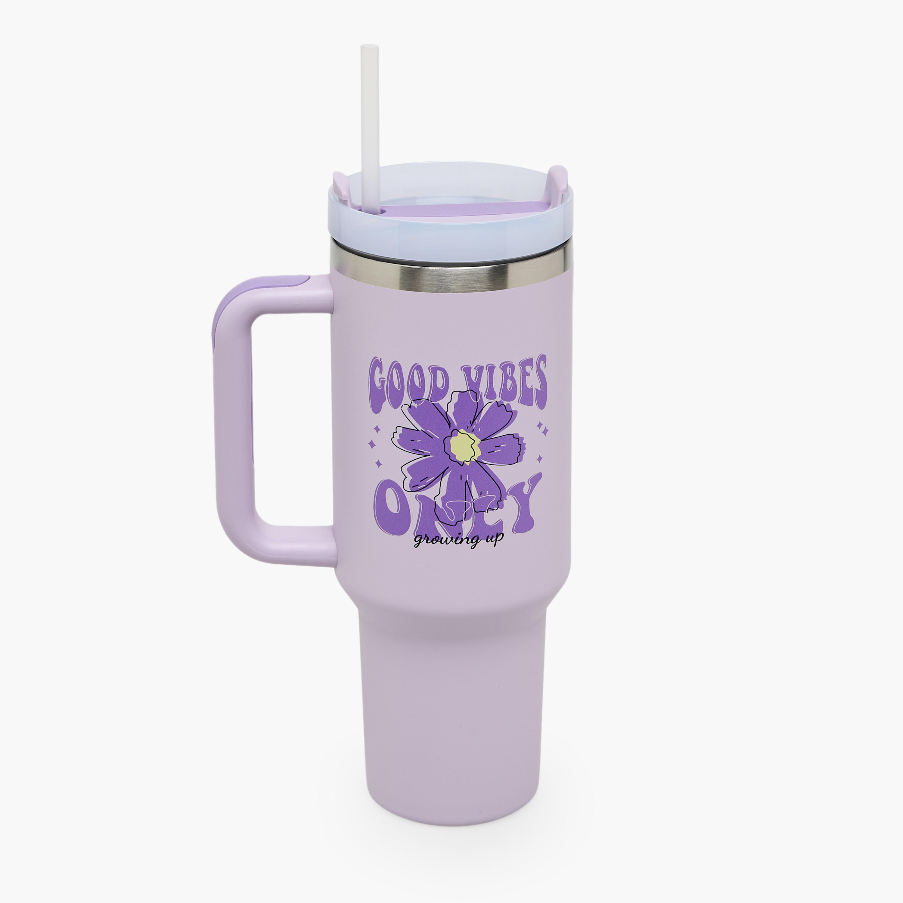 Slogan Print Double Wall Stainless Steel Tumbler with Handle-household-dining-drinkserveware-bottles-image-2