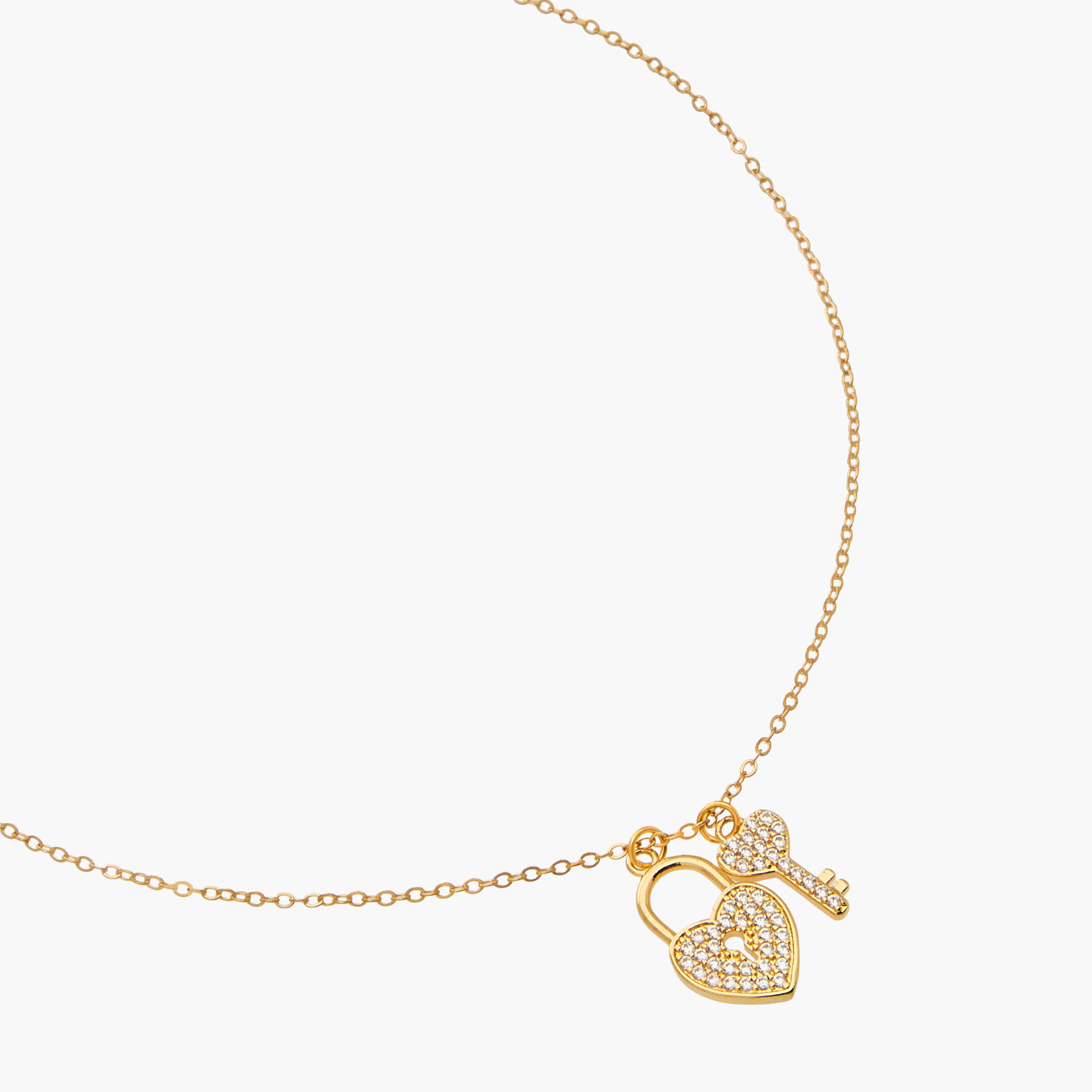 Gold Tone Pendant Necklace with Heart Lock Charm-women-watchesandjewellery-jewellery-necklacesandpendants-image-2