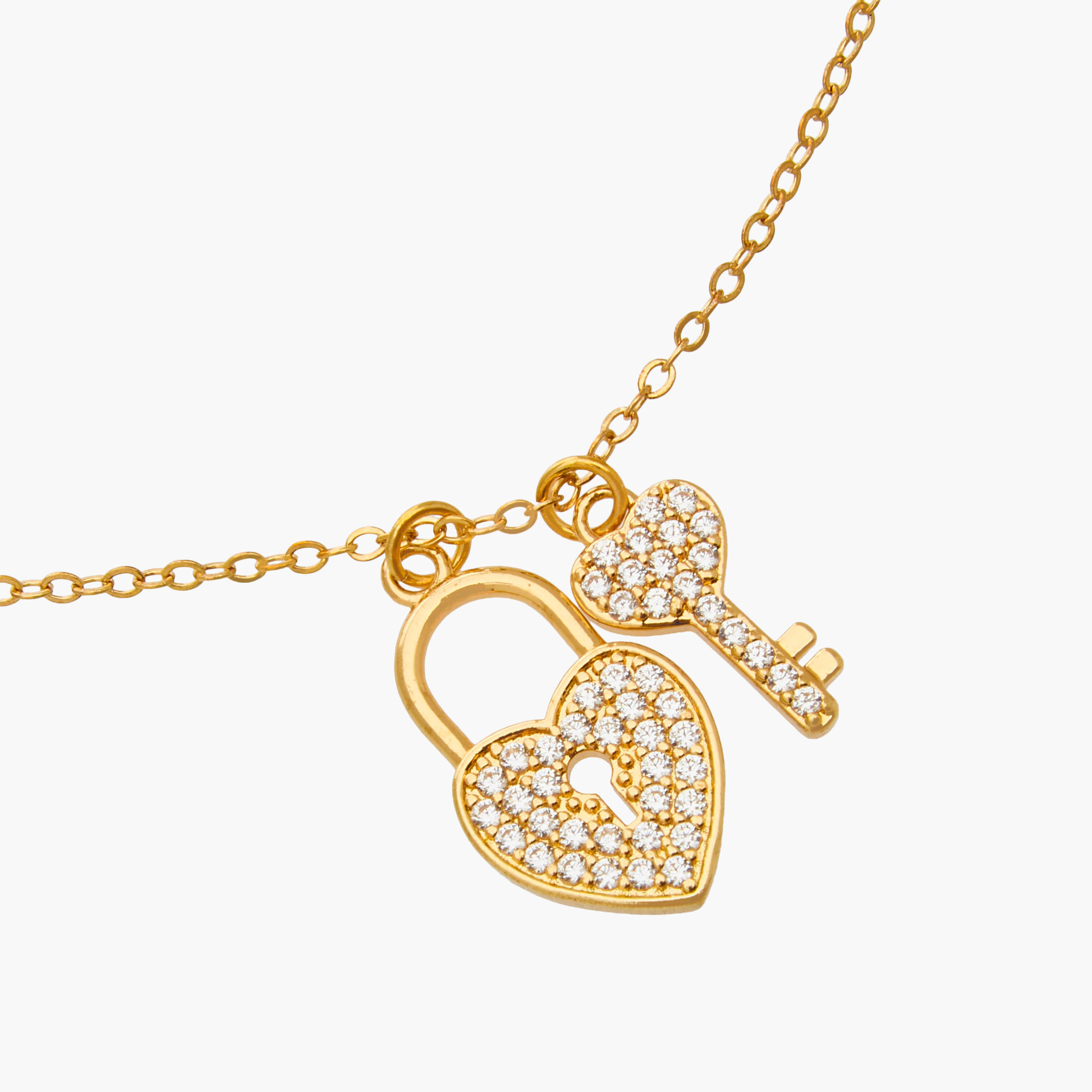 Gold Tone Pendant Necklace with Heart Lock Charm-women-watchesandjewellery-jewellery-necklacesandpendants-image-4