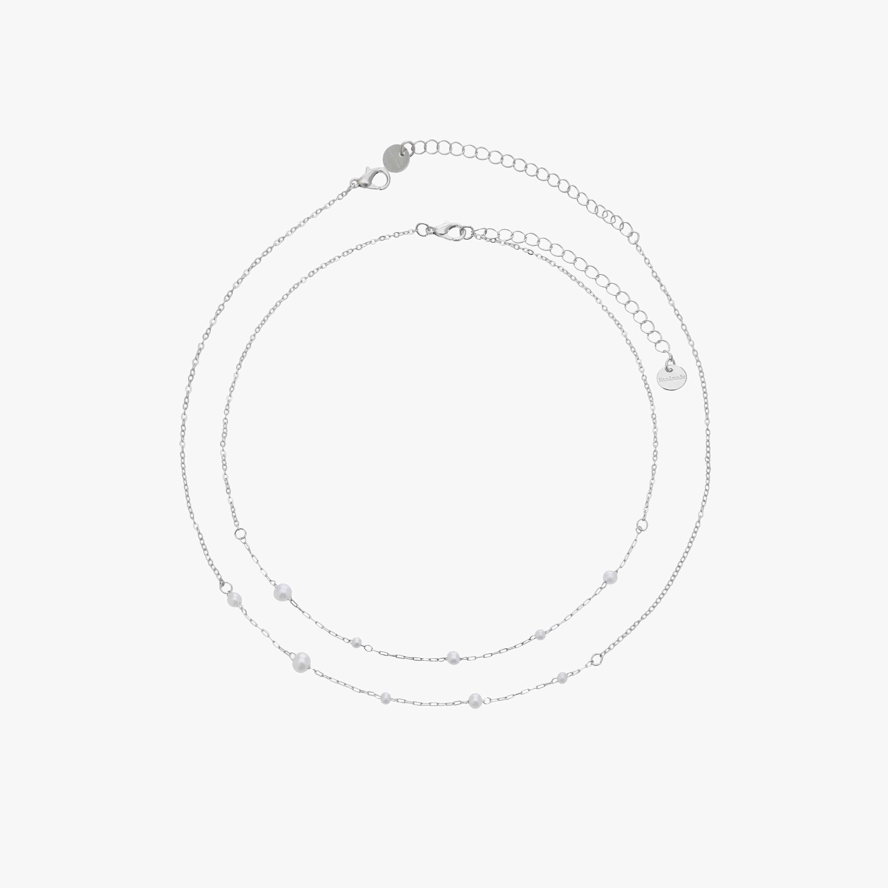 Set of 2 - Silver Tone Necklace with Pearl Detail-women-watchesandjewellery-jewellery-necklacesandpendants-image-1