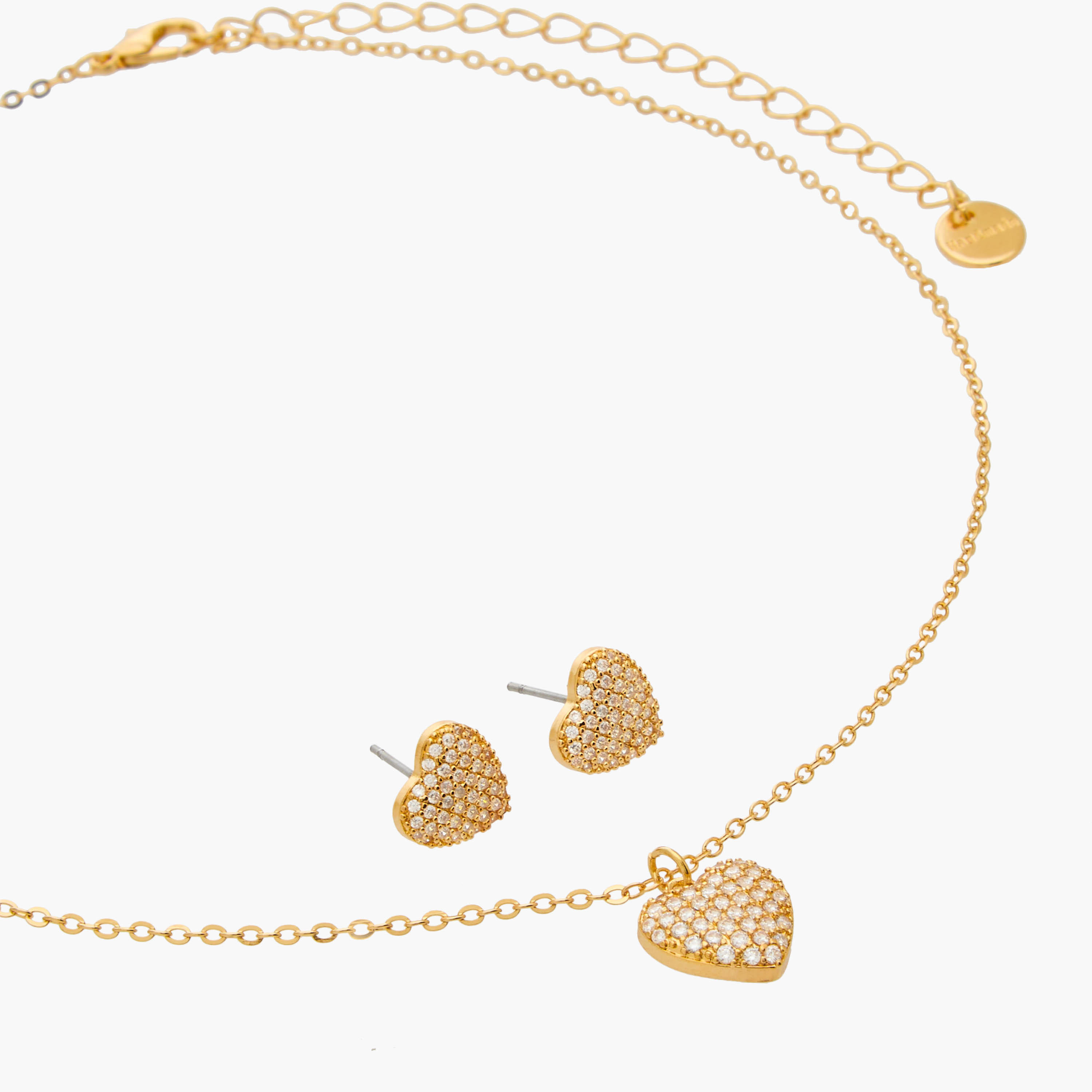 Set of 2 - Cubic Zirconia Stone Embellished Heart Pendant Necklace and Earrings-women-watchesandjewellery-jewellery-jewellerysets-image-3