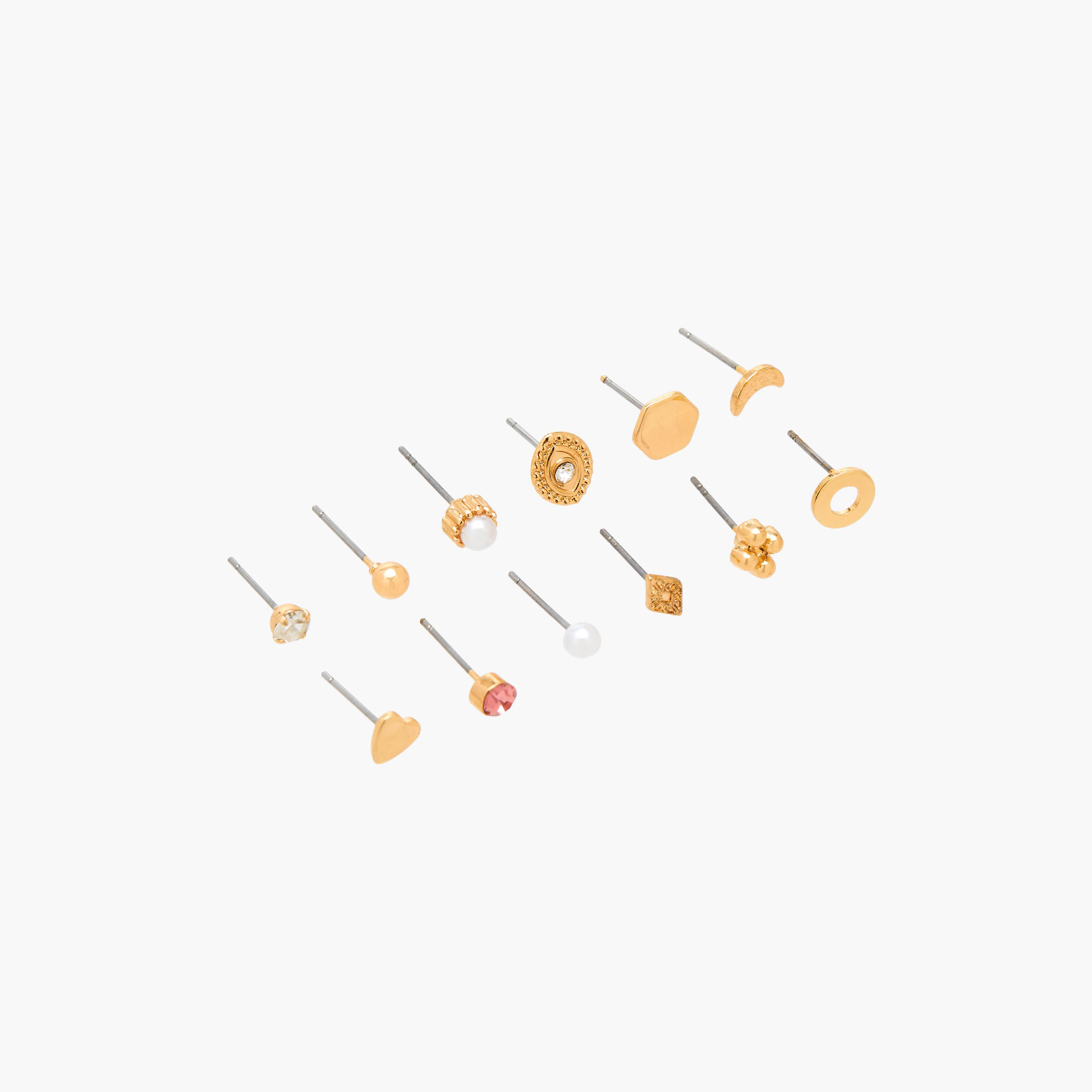 Set of 12 - Gold Tone Assorted Stud Earrings with Pushback Closure-women-watchesandjewellery-jewellery-earrings-image-2