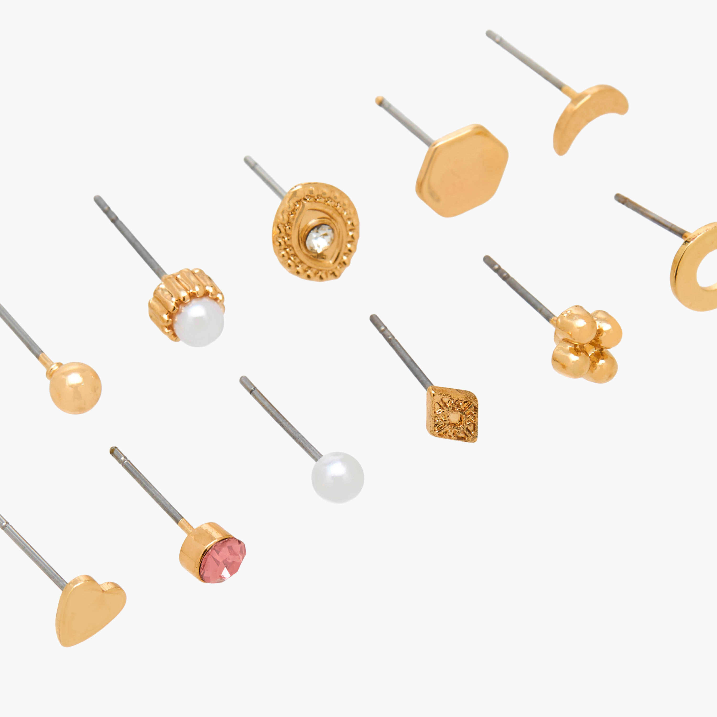 Set of 12 - Gold Tone Assorted Stud Earrings with Pushback Closure-women-watchesandjewellery-jewellery-earrings-image-3