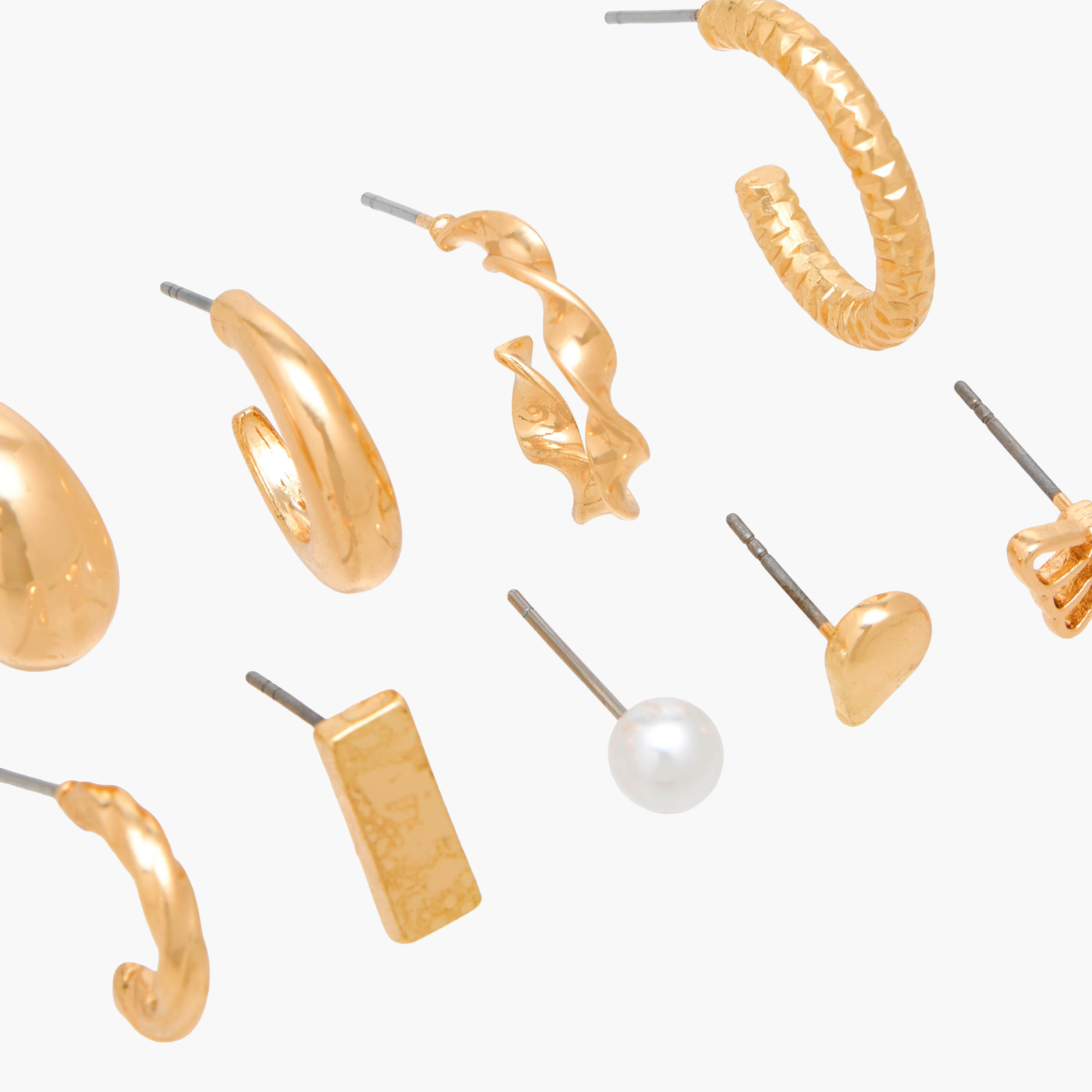 Pack of 9 Gold Tone Earrings with Pushback Closure-women-watchesandjewellery-jewellery-earrings-image-3