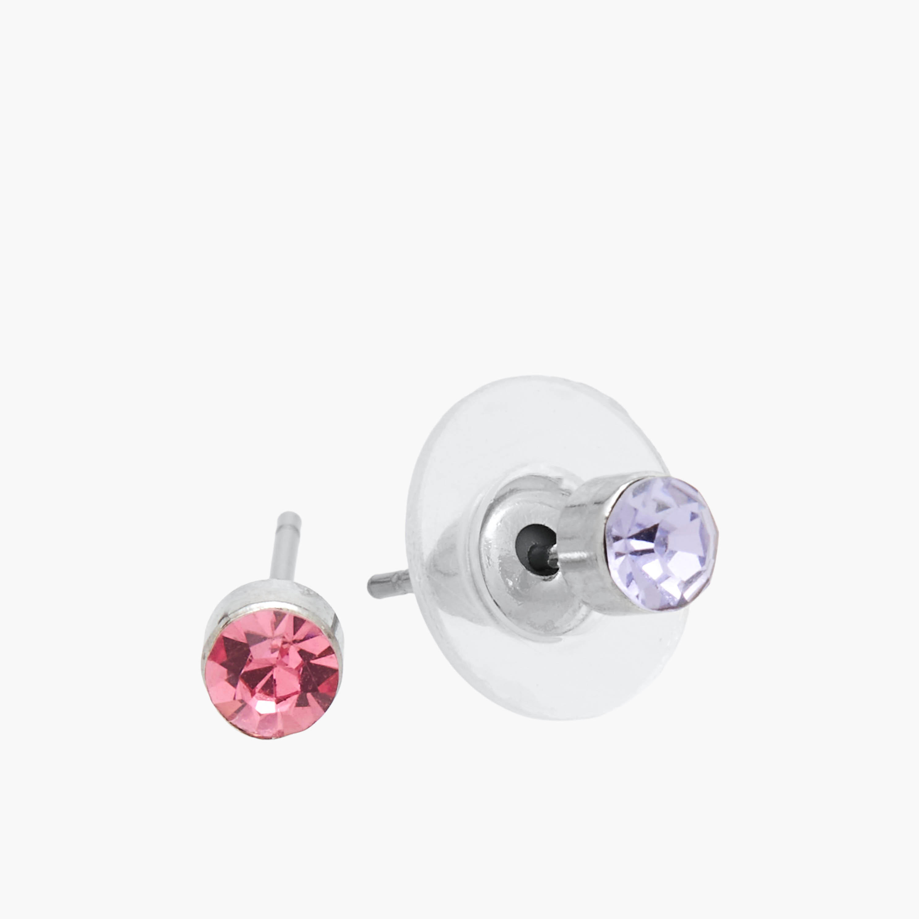 حلق مرصع فضي اللون بمكبس إغلاق خلفي - طقم من 6 أزواج-women-watchesandjewellery-jewellery-earrings-image-4