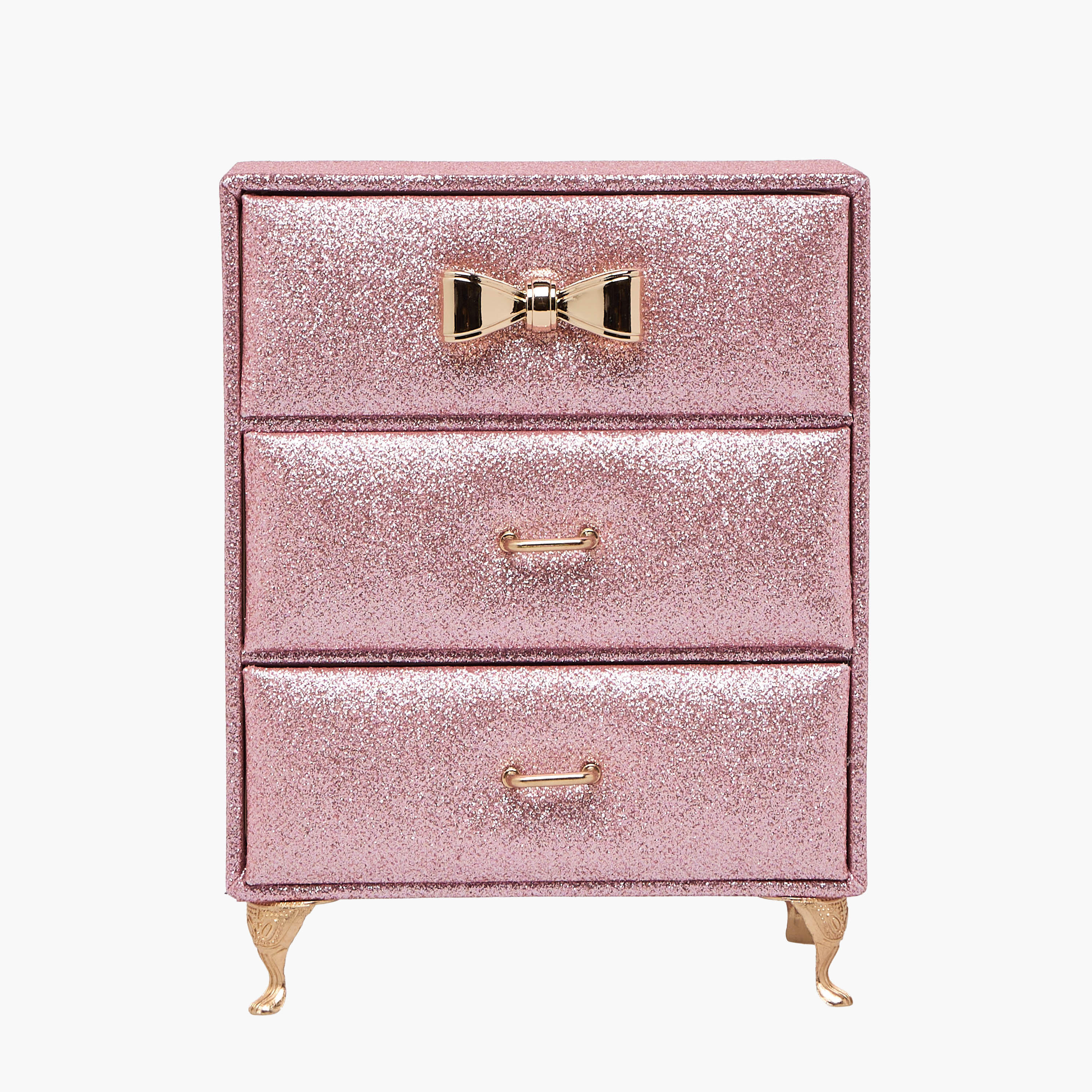 Findz 3-Compartment Jewellery Organizer with Glitter Design - 15x9 cms-women-watchesandjewellery-jewellery-storage-image-1