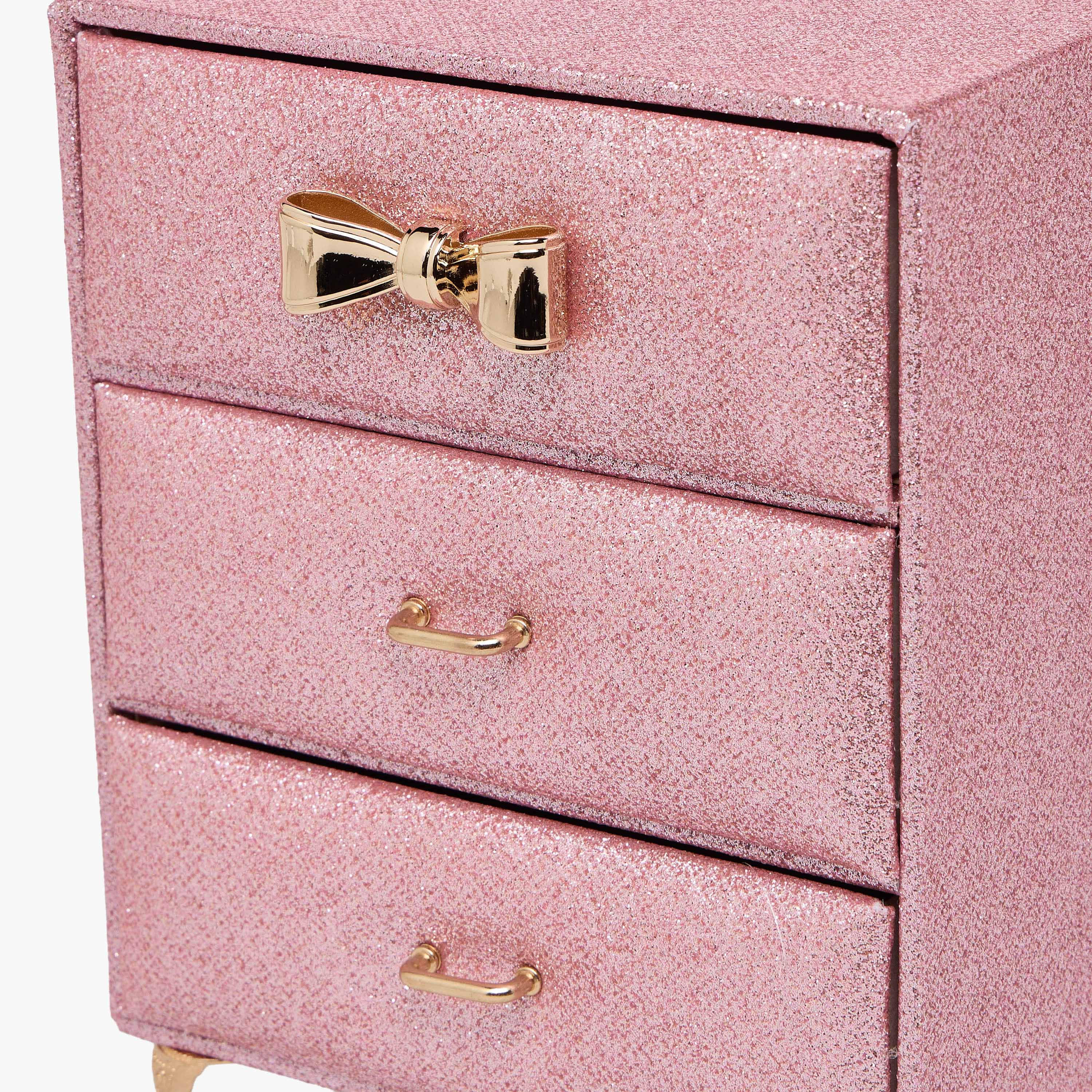Findz 3-Compartment Jewellery Organizer with Glitter Design - 15x9 cms-women-watchesandjewellery-jewellery-storage-image-4