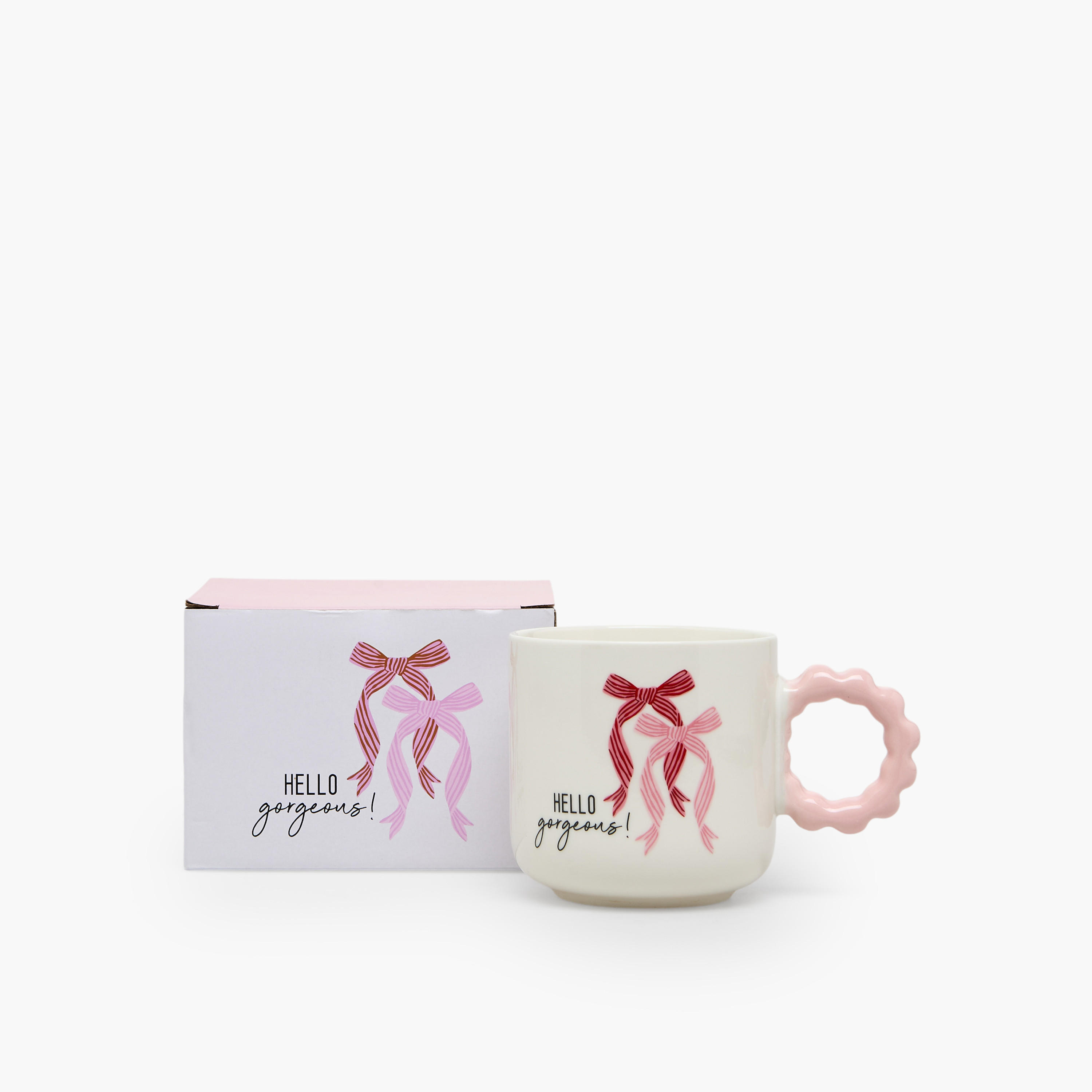 Bow Print New Bone China Mug with Handle - 325 ml-household-dining-teaandcoffee-mugsandcups-image-1