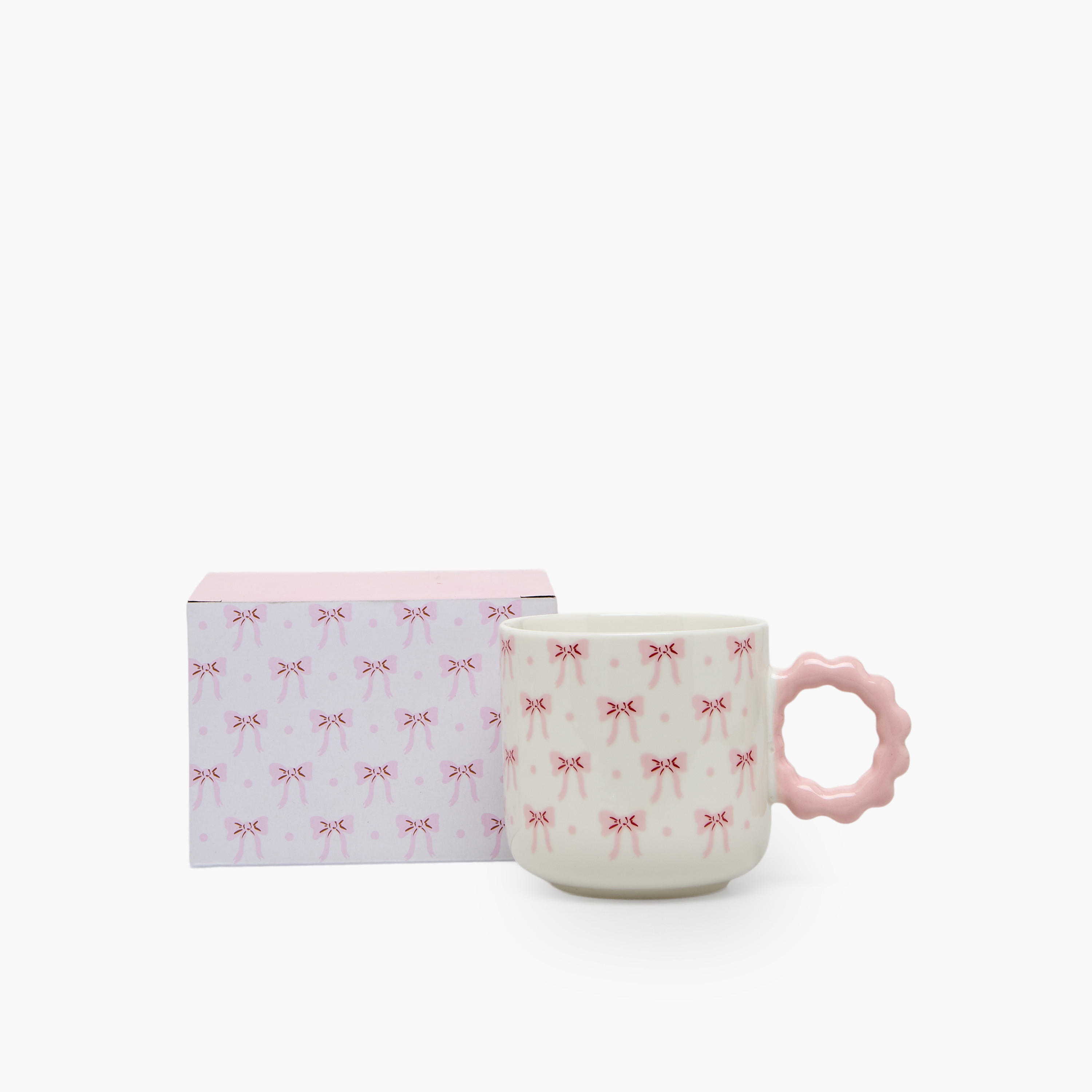Bow Print New Bone China Mug with Handle - 325 ml-household-dining-teaandcoffee-mugsandcups-image-1