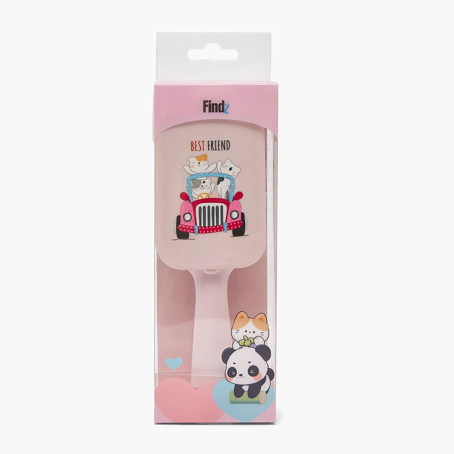 Findz Cat Print Paddle Hairbrush with Mirror-women-hairaccessories-brushesandcombs-image-6
