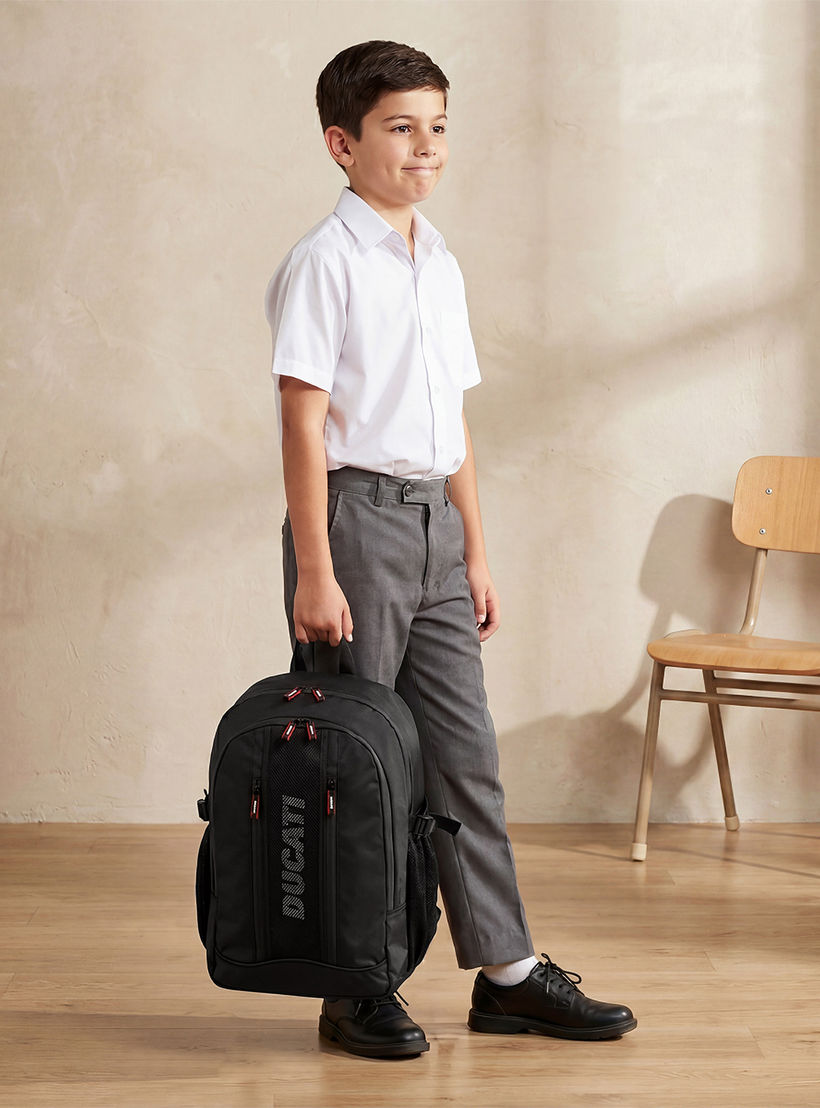 شنطة ظهر بطبعات شعار وأحزمة كتف مبطنة للأولاد 8 - 13 سنة من دوكاتي - 18 بوصة-school-bagsandbackpacks-backpacks-image-3