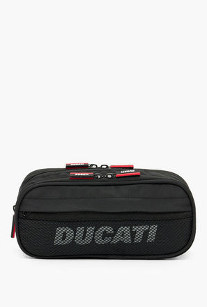 Ducati Logo Print Pencil Pouch with 3 Compartments-school-stationery-image-1