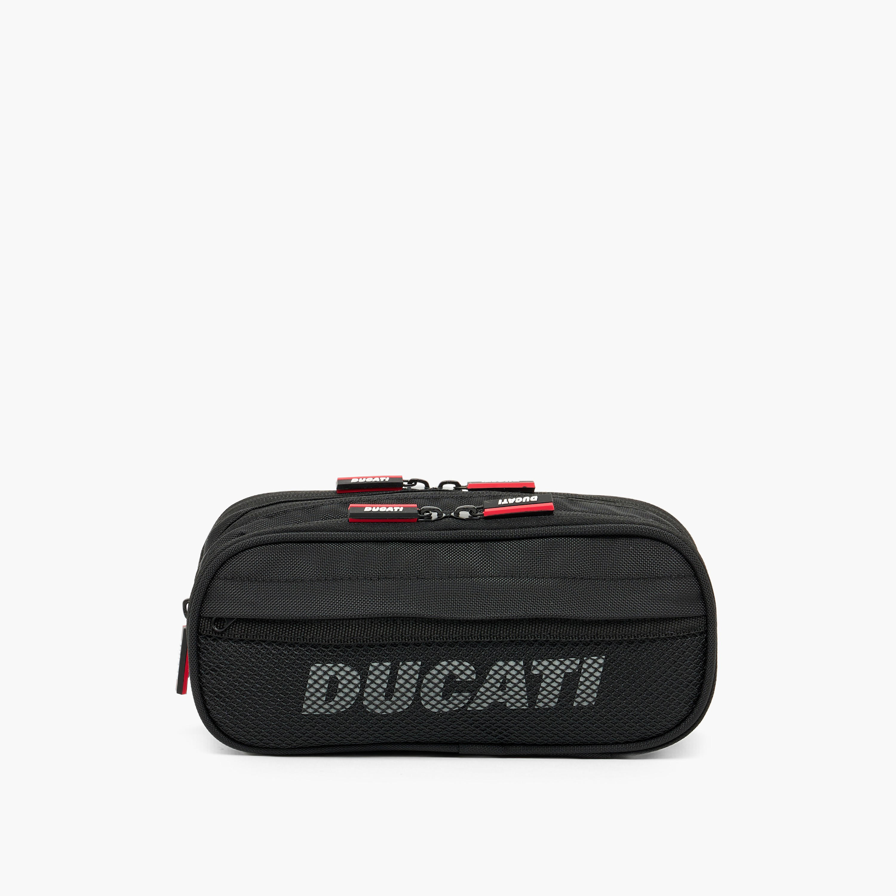 Ducati Logo Print Pencil Pouch with 3 Compartments-school-stationery-pencilcases-image-1