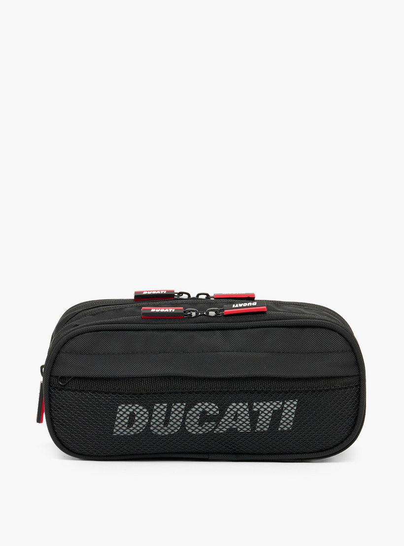 Ducati Logo Print Pencil Pouch with 3 Compartments-school-stationery-pencilcases-image-1