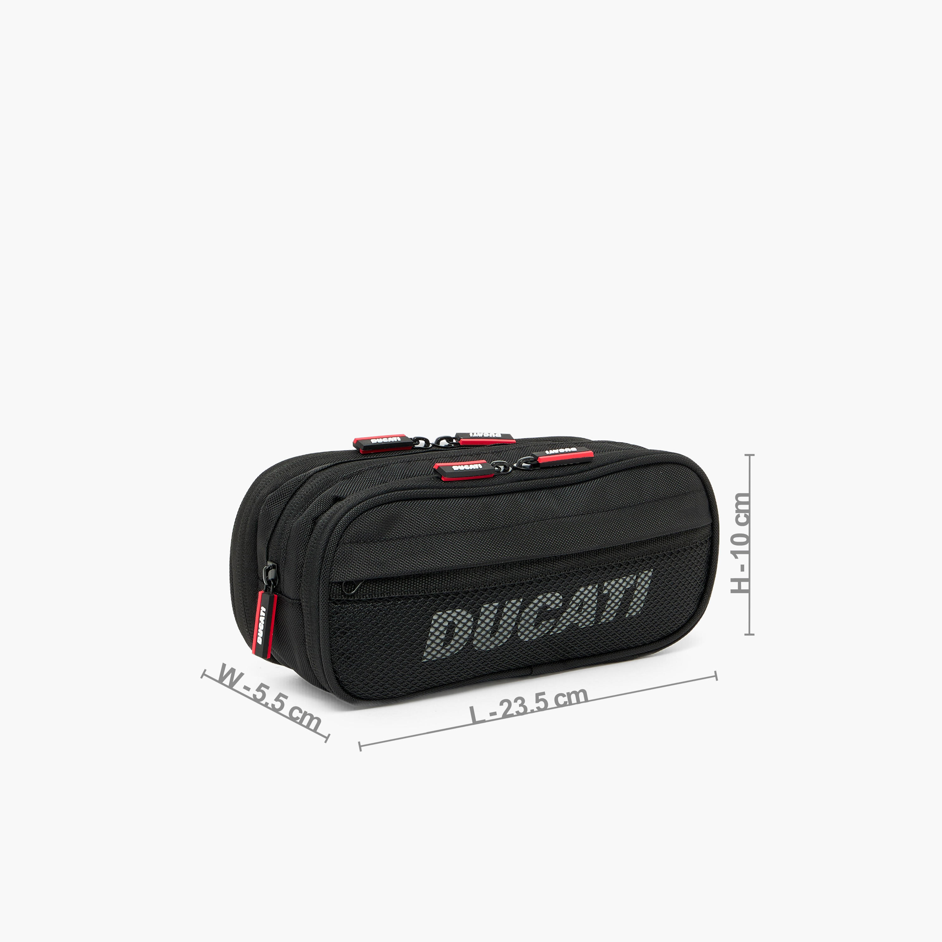 Ducati Logo Print Pencil Pouch with 3 Compartments-school-stationery-pencilcases-image-4