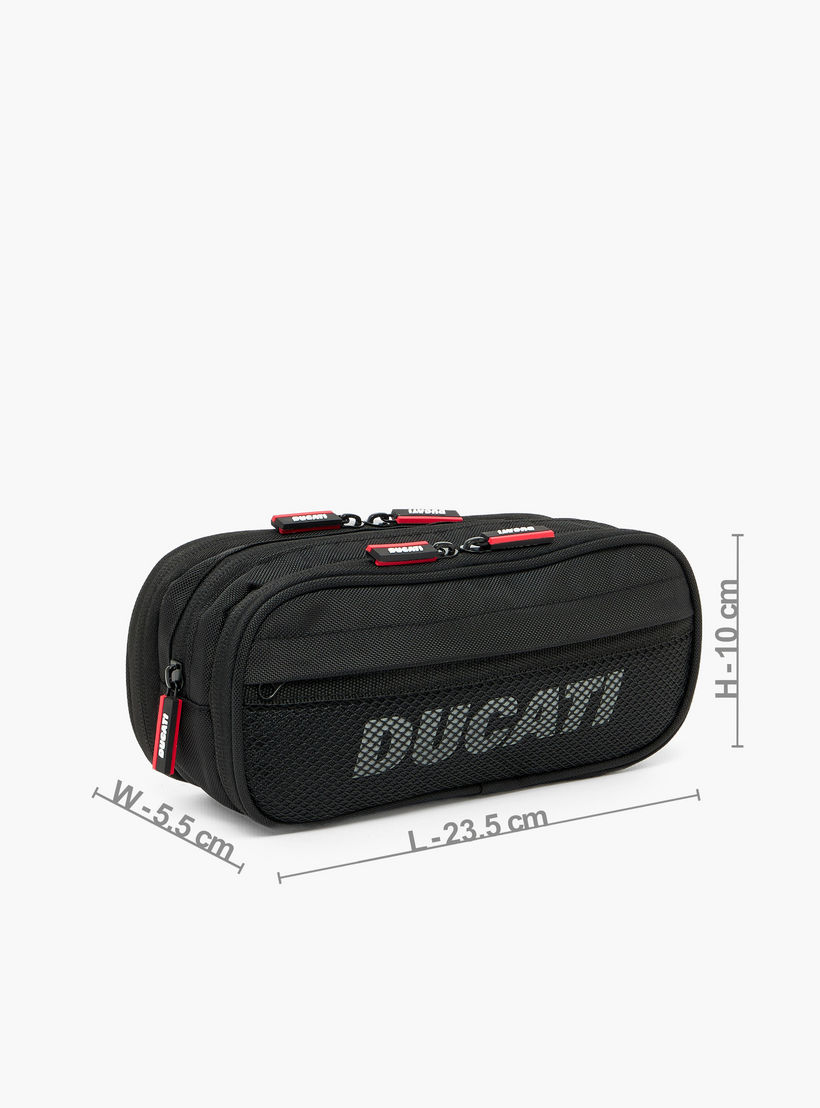 Ducati Logo Print Pencil Pouch with 3 Compartments-school-stationery-pencilcases-image-4