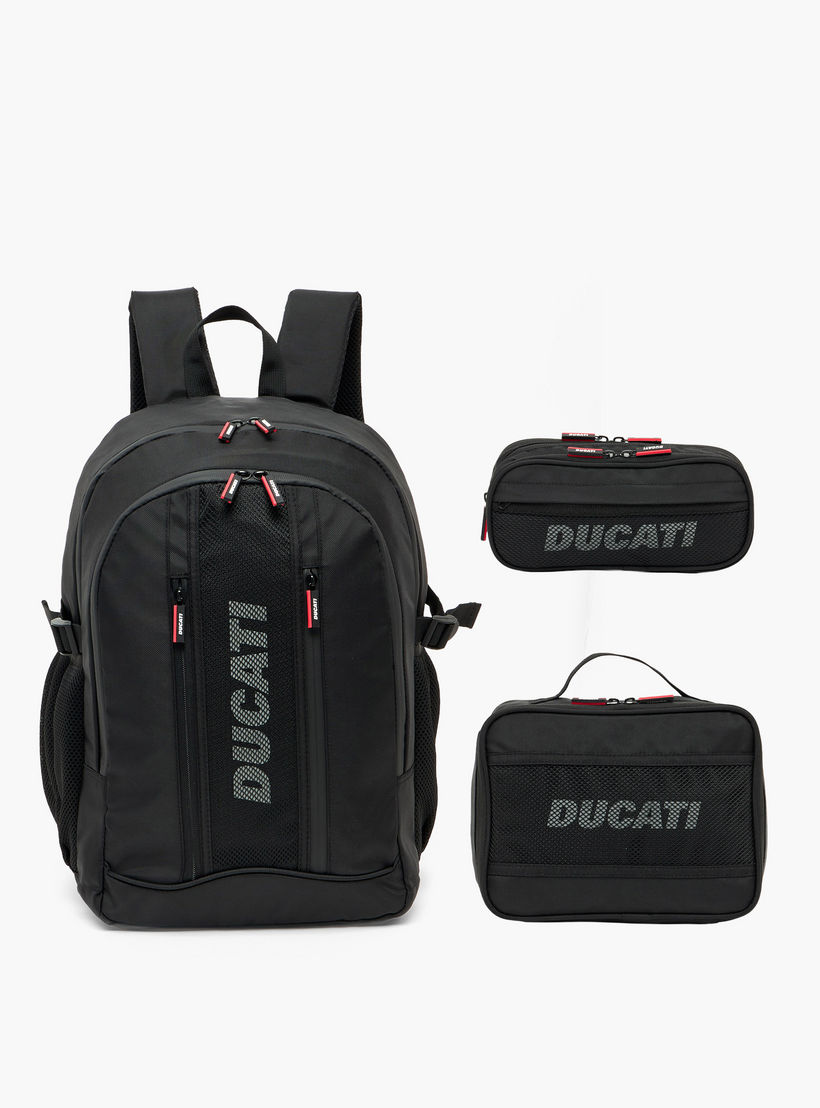 Ducati Logo Print Pencil Pouch with 3 Compartments-school-stationery-pencilcases-image-9