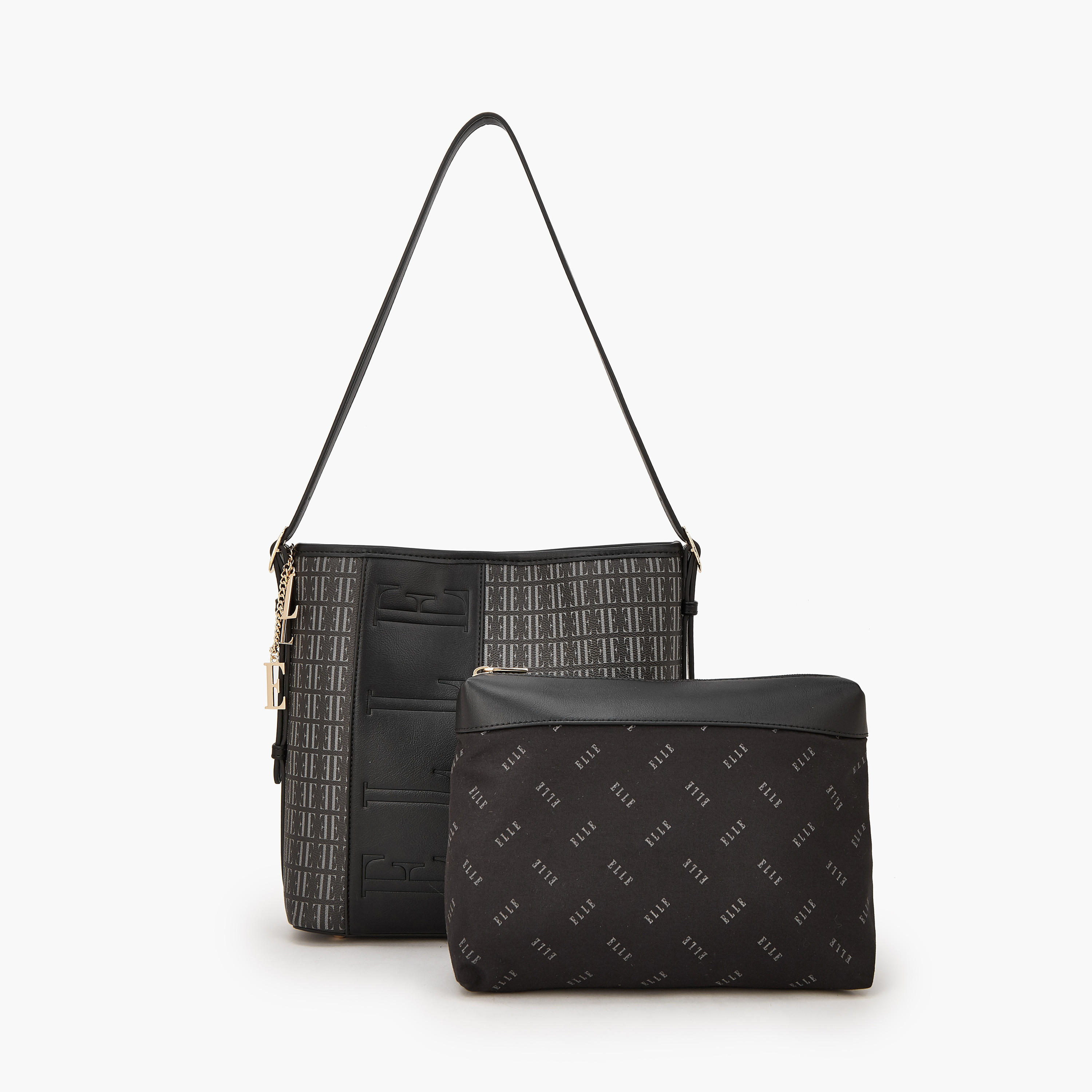 شنطة كتف بطبعة مونوجرام مع شنطة صغيرة من إيل-women-bagsandwallets-handbags-image-10