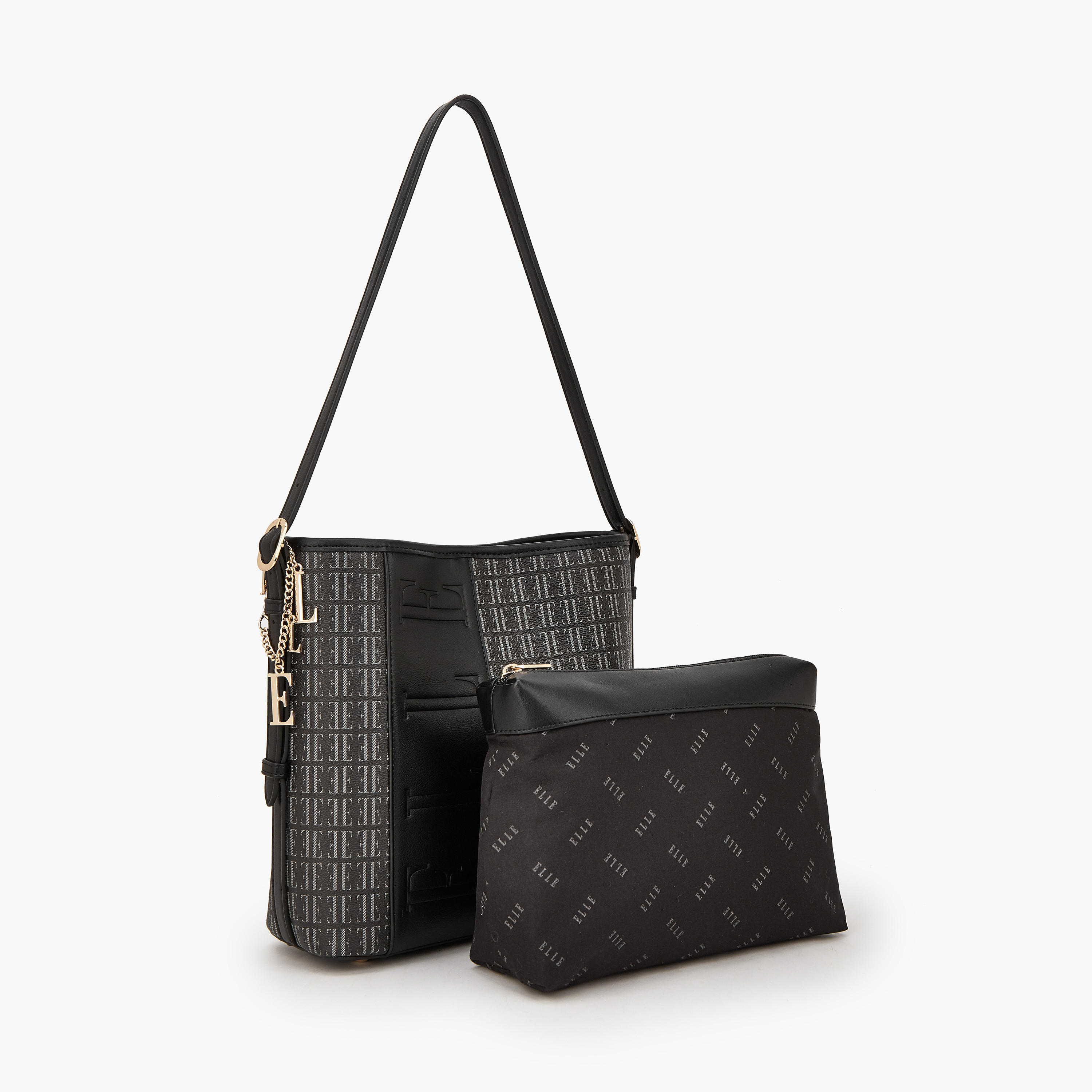 شنطة كتف بطبعة مونوجرام مع شنطة صغيرة من إيل-women-bagsandwallets-handbags-image-4