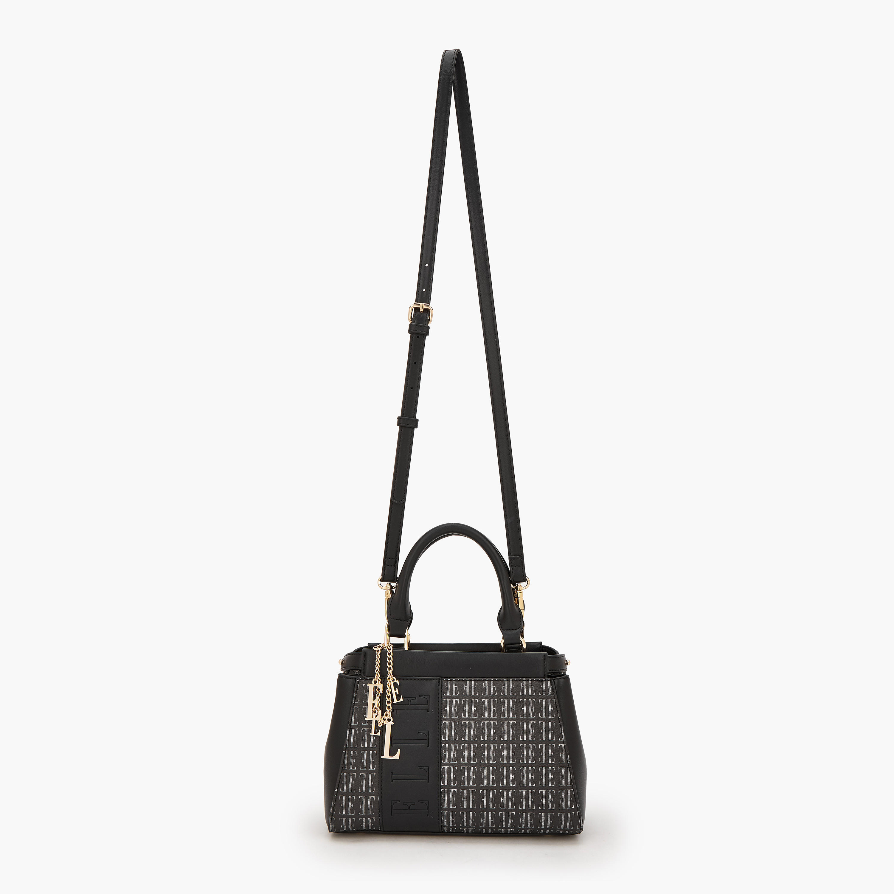 Elle Monogram Print Satchel Bag with Detachable Strap-women-bagsandwallets-handbags-image-2