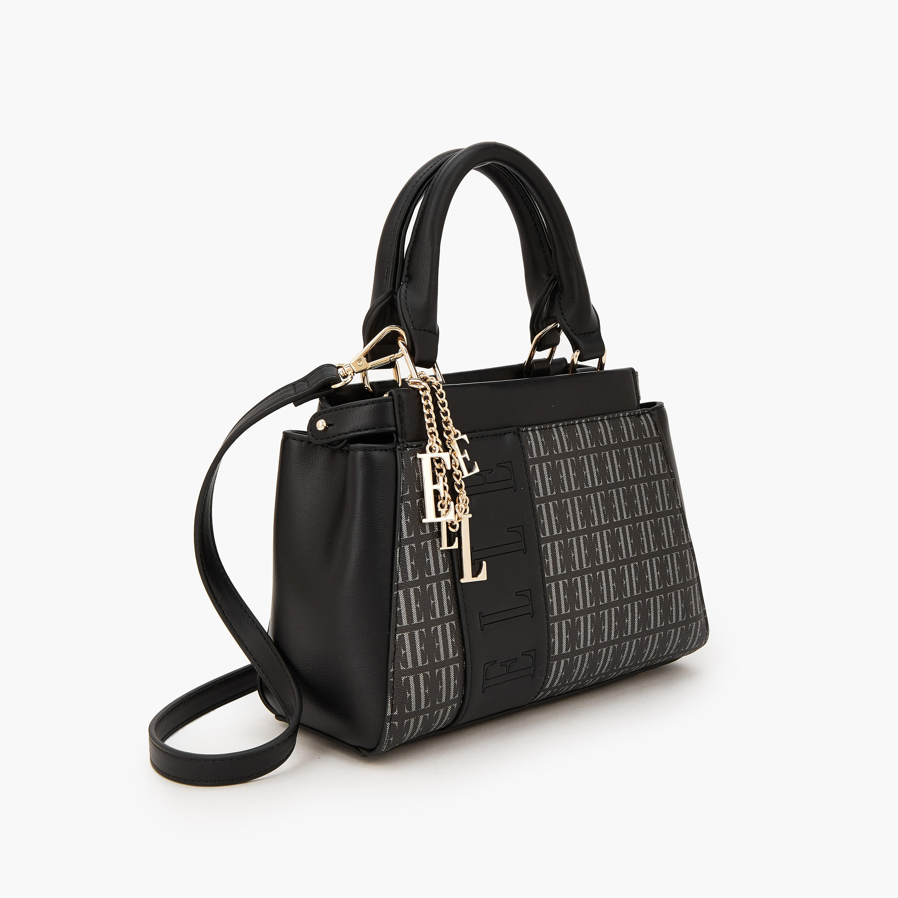 Elle Monogram Print Satchel Bag with Detachable Strap-women-bagsandwallets-handbags-image-3